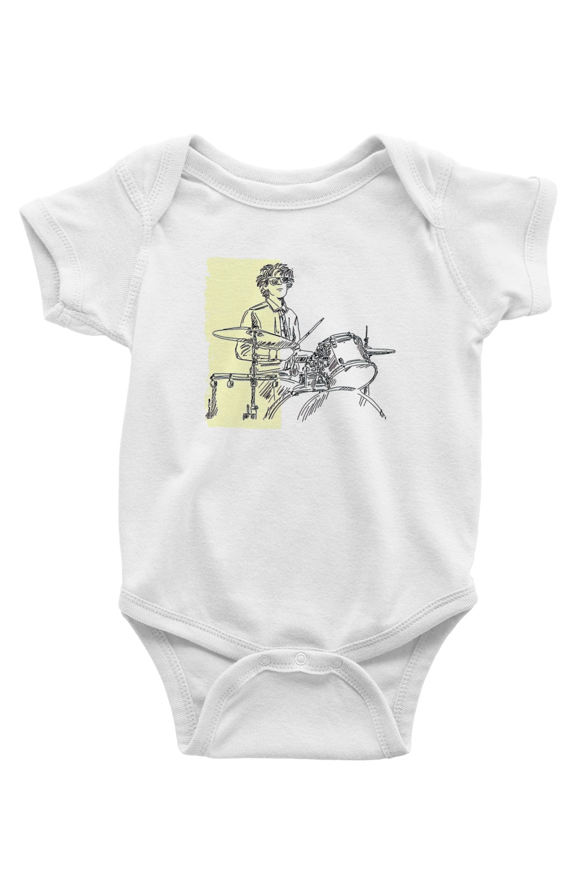 Bateri Baskılı Beyaz Unisex Bebek Body - Zıbın