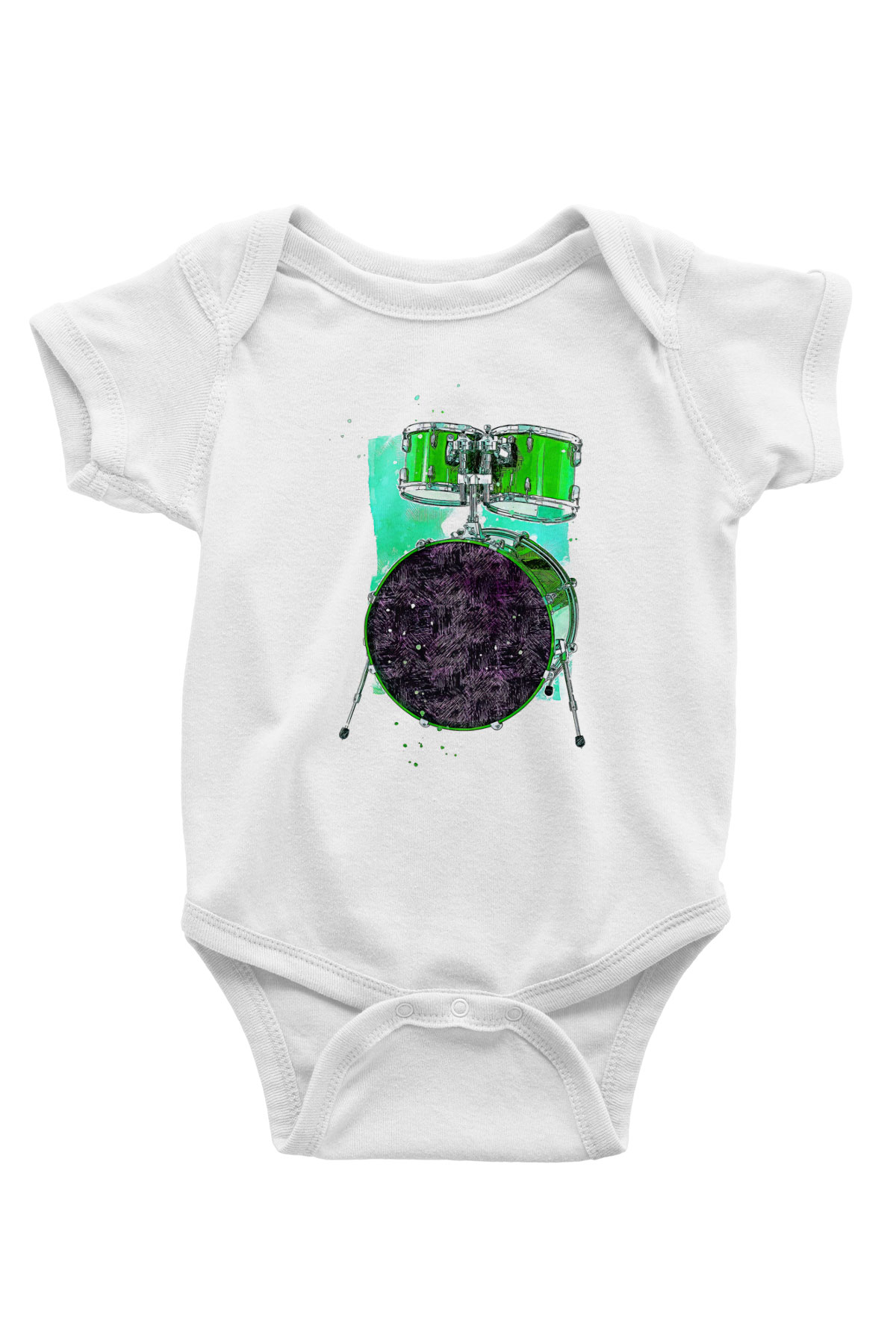 Bateri Baskılı Beyaz Unisex Bebek Body - Zıbın