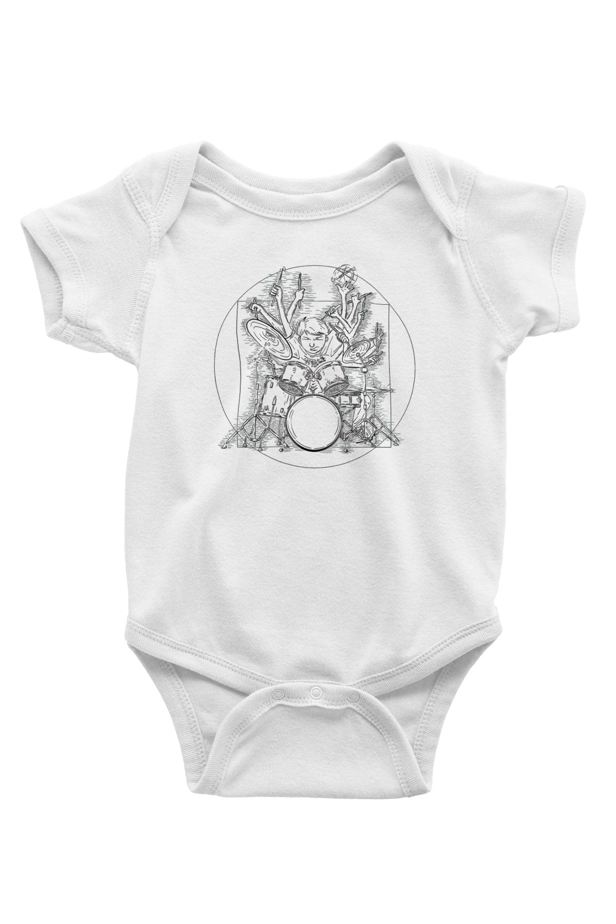Bateri Baskılı Beyaz Unisex Bebek Body - Zıbın