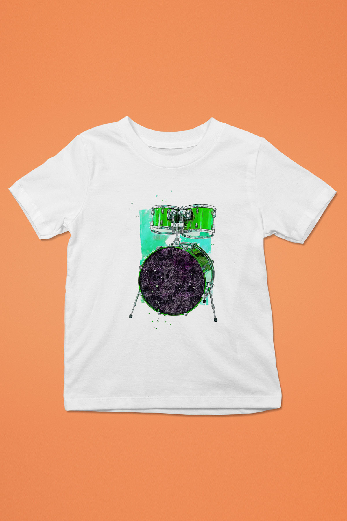 Bateri Baskılı Beyaz Unisex Beyaz Çocuk Tişört - Tshirt
