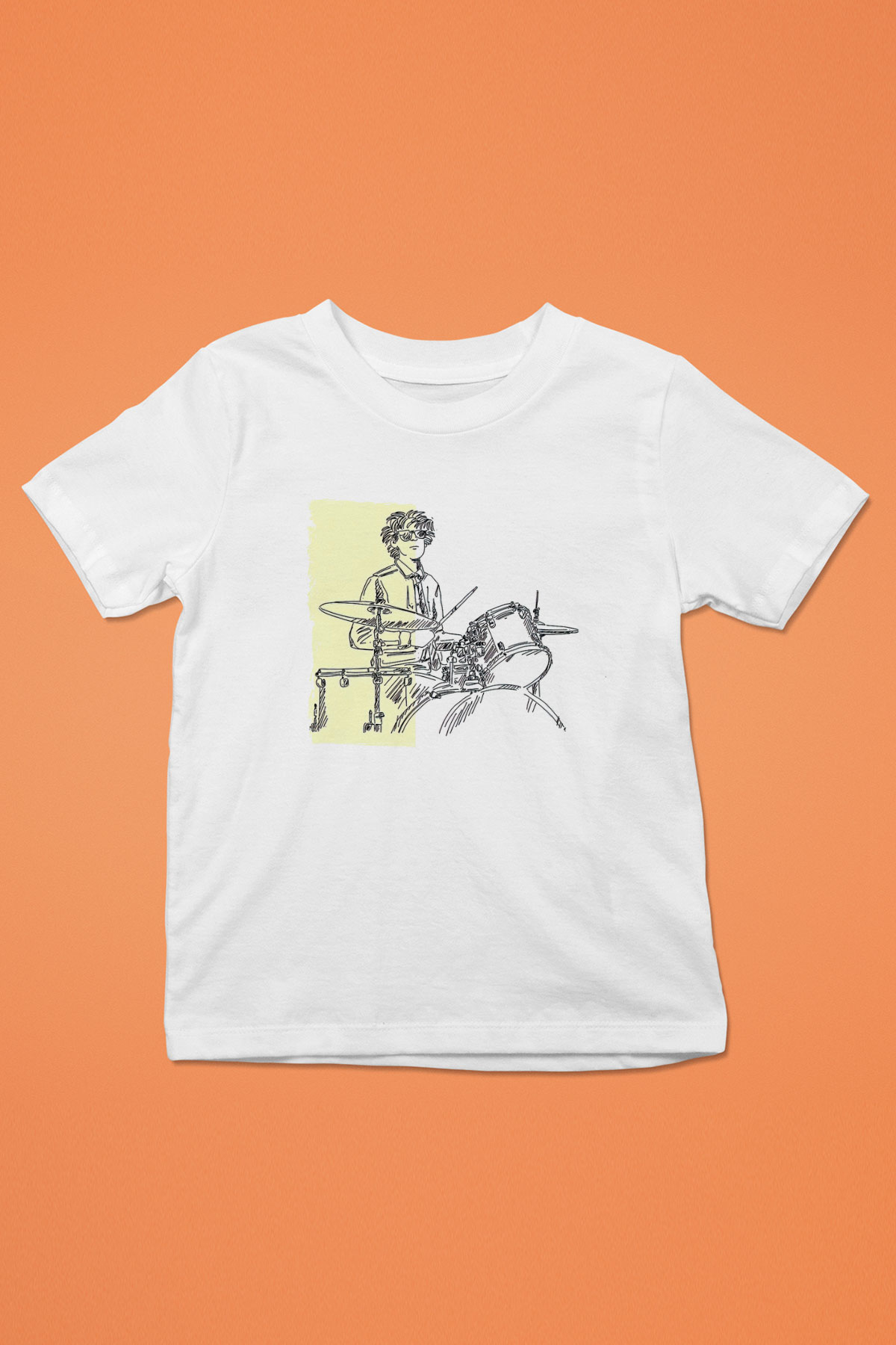 Bateri Baskılı Beyaz Unisex Beyaz Çocuk Tişört - Tshirt
