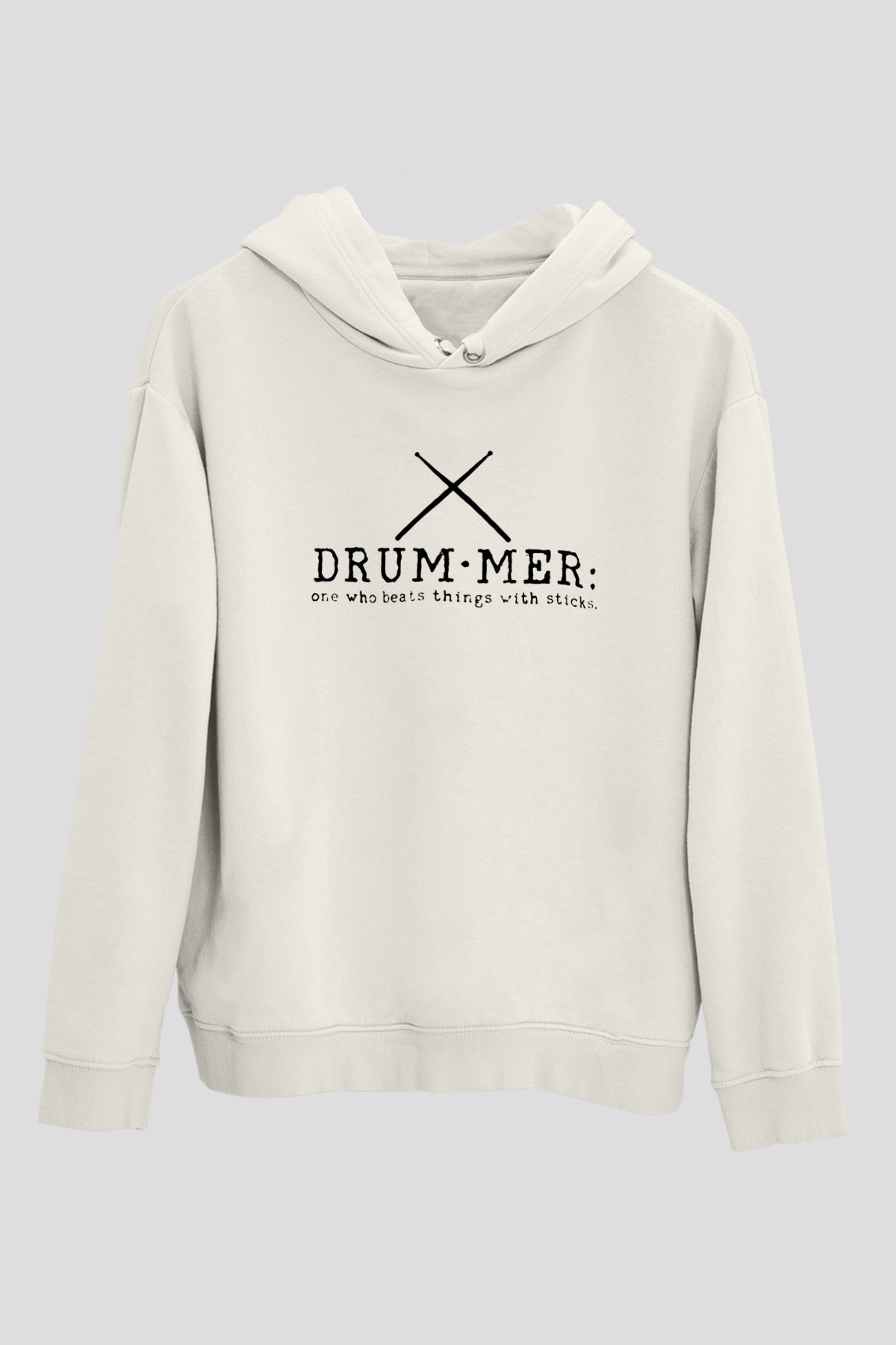 Bateri Baskılı Beyaz Unisex Hoodie