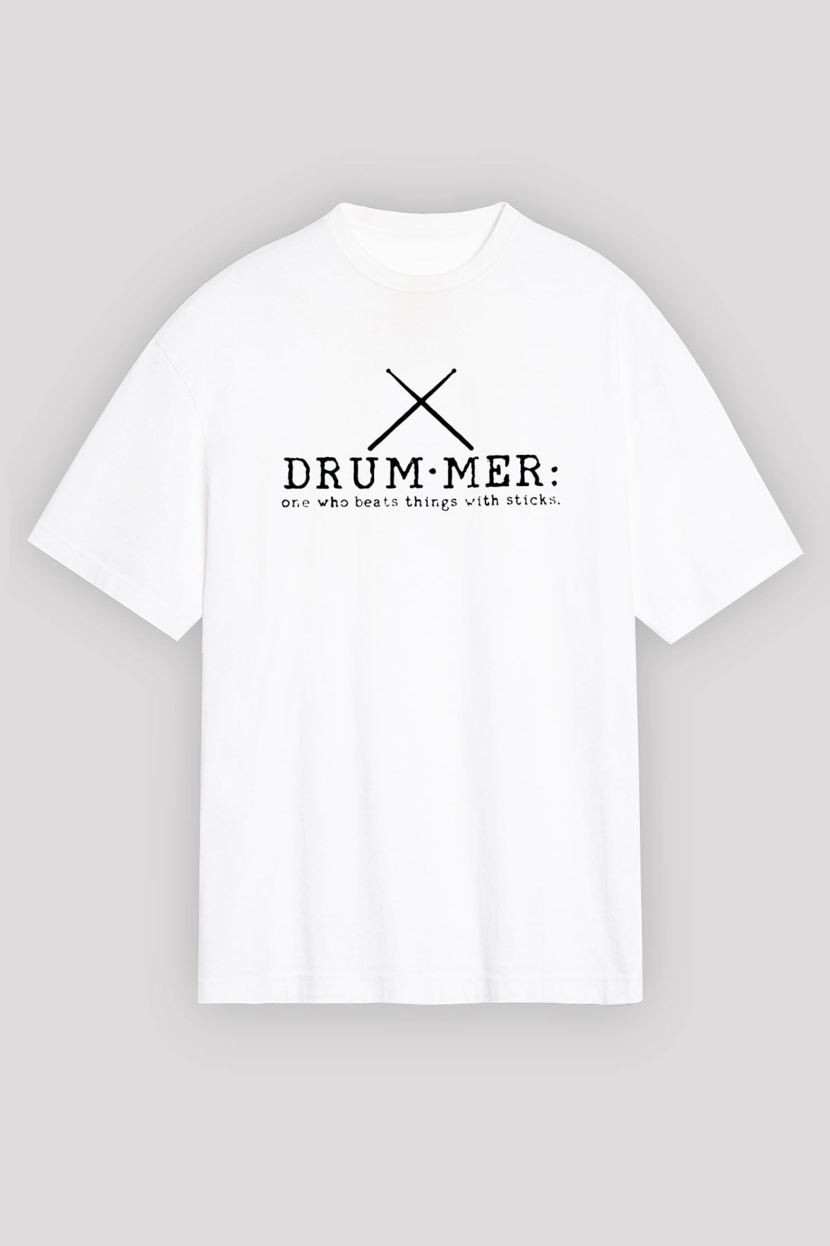 Bateri Baskılı Beyaz Unisex Oversize Tişört - Tshirt