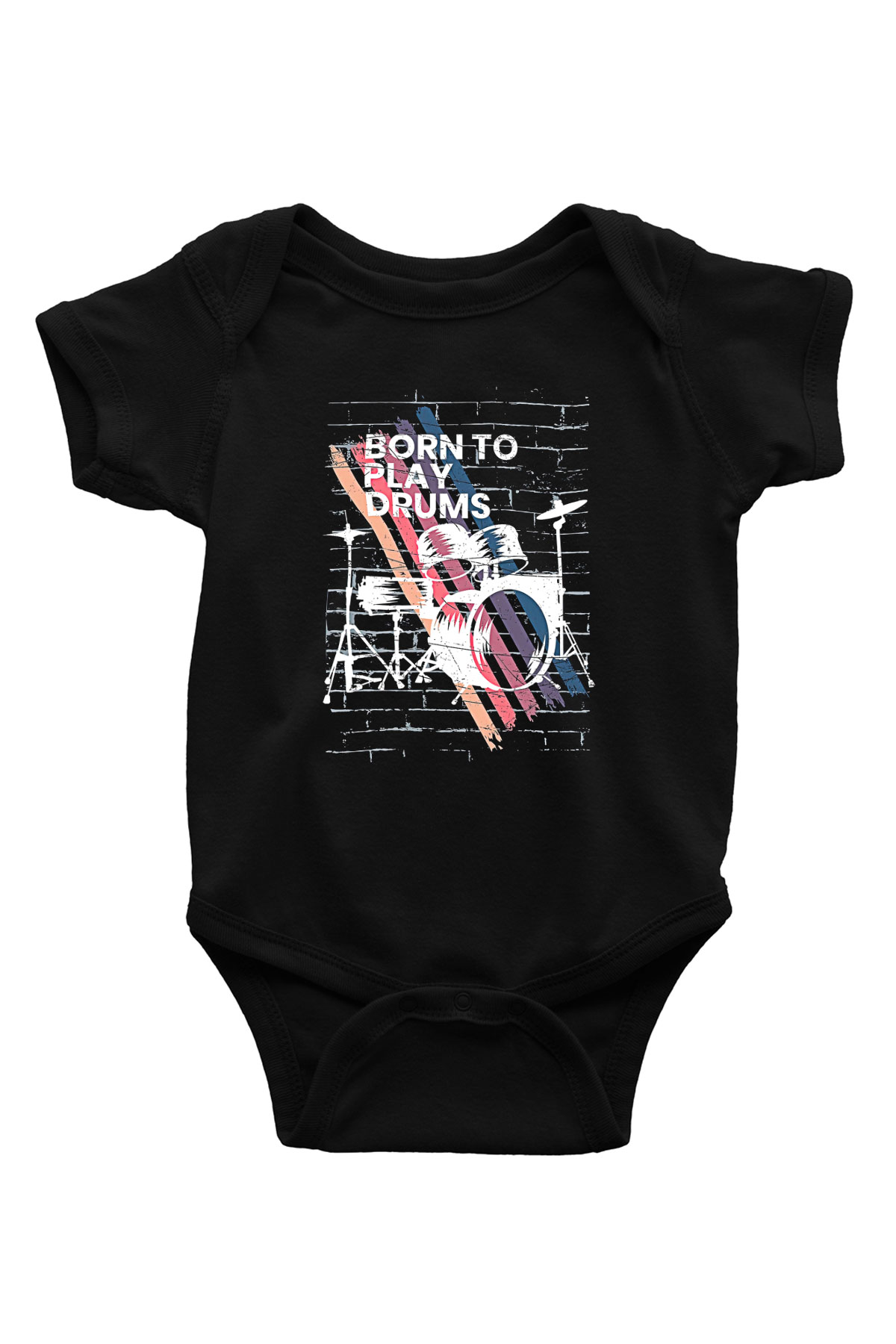 Bateri Baskılı Unisex Siyah Bebek Body - Zıbın