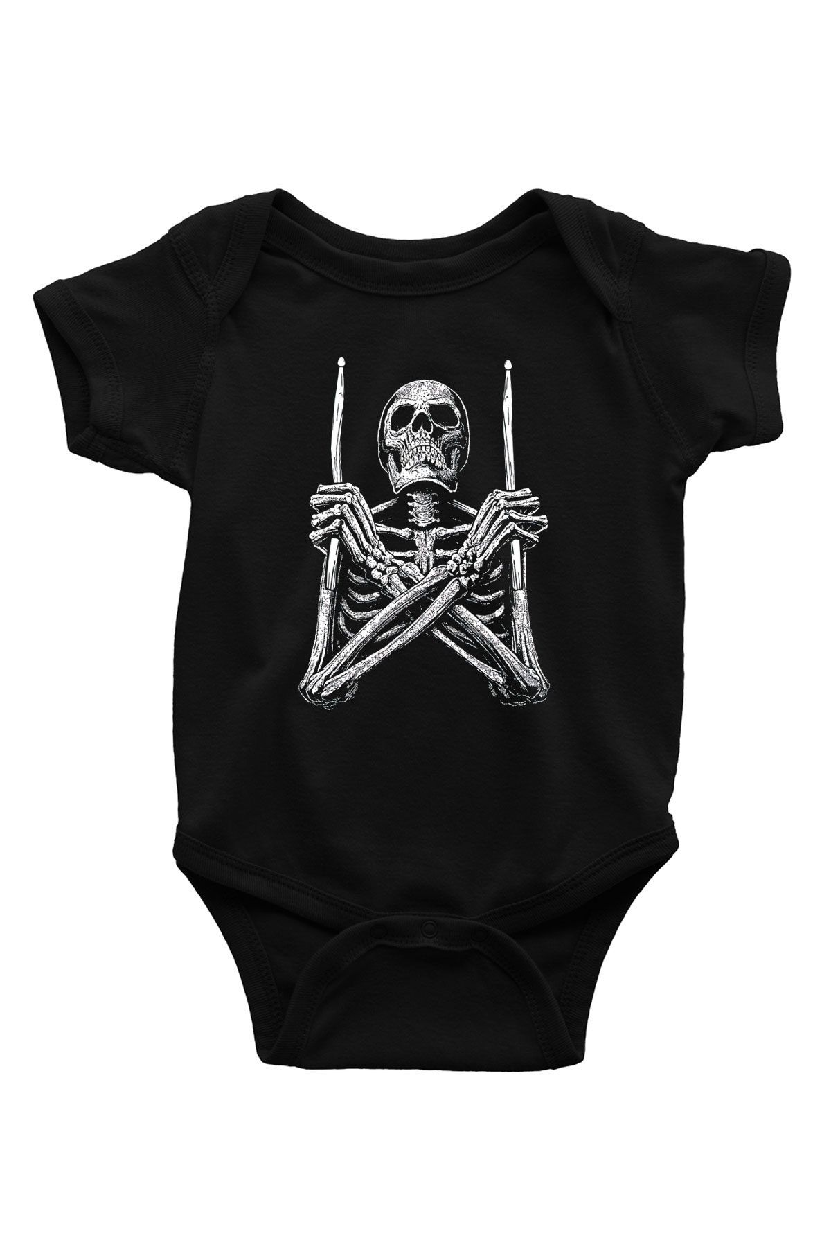 Bateri Baskılı Unisex Siyah Bebek Body - Zıbın
