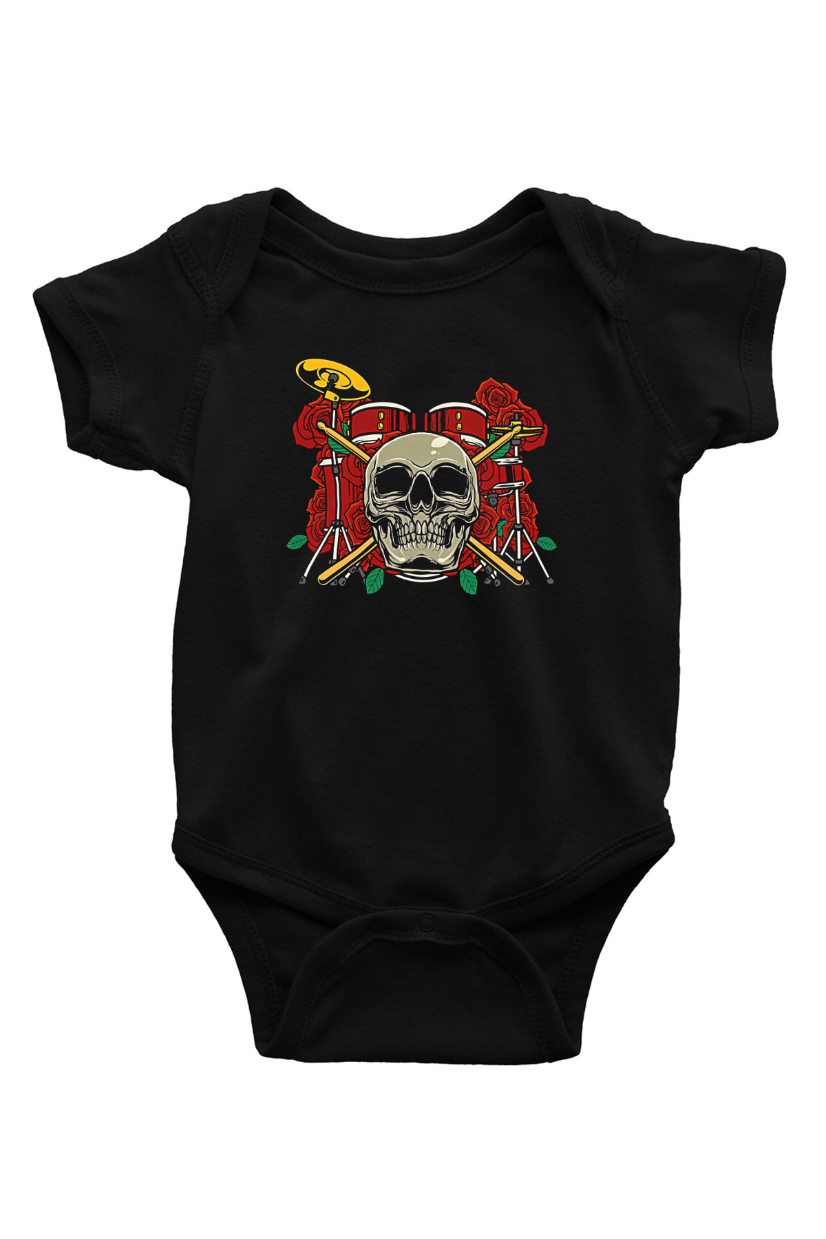 Bateri Baskılı Unisex Siyah Bebek Body - Zıbın