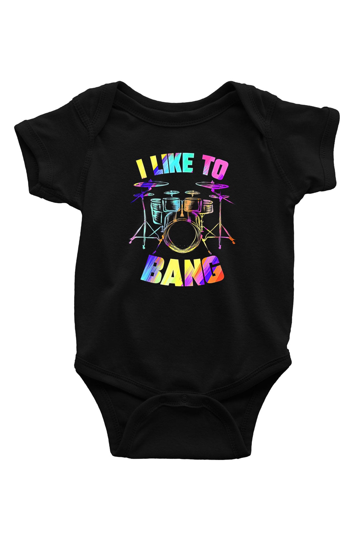 Bateri Baskılı Unisex Siyah Bebek Body - Zıbın