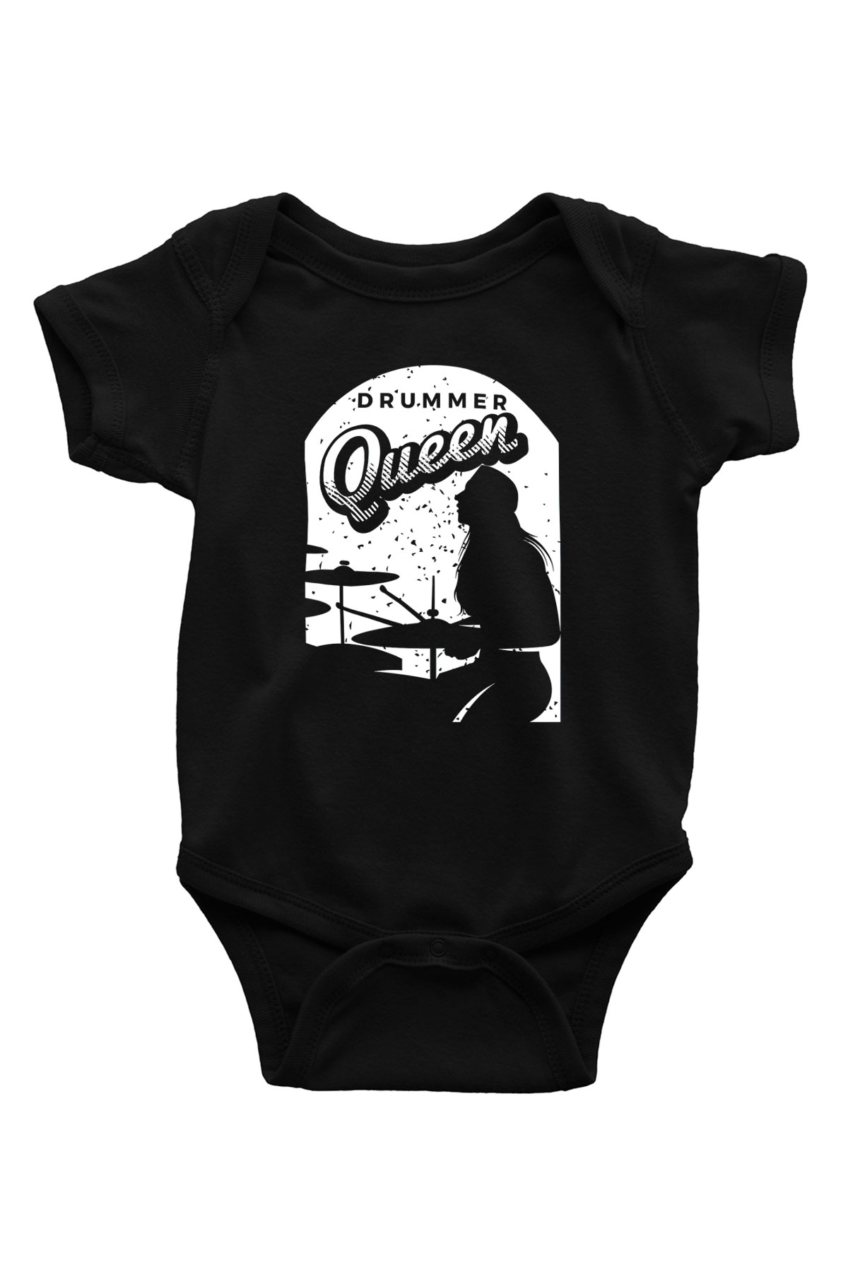 Bateri Baskılı Unisex Siyah Bebek Body - Zıbın