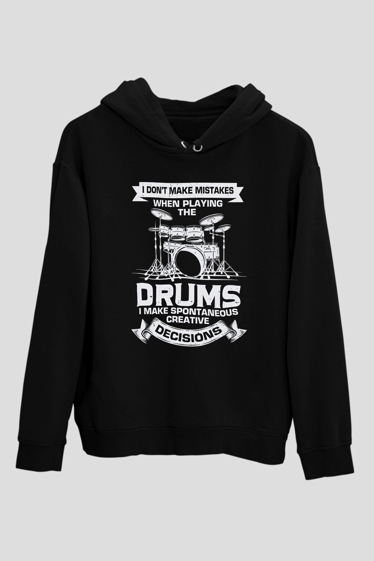 Bateri Baskılı Unisex Siyah Hoodie