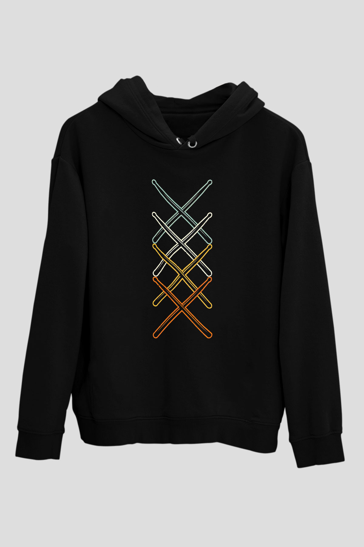 Bateri Baskılı Unisex Siyah Hoodie
