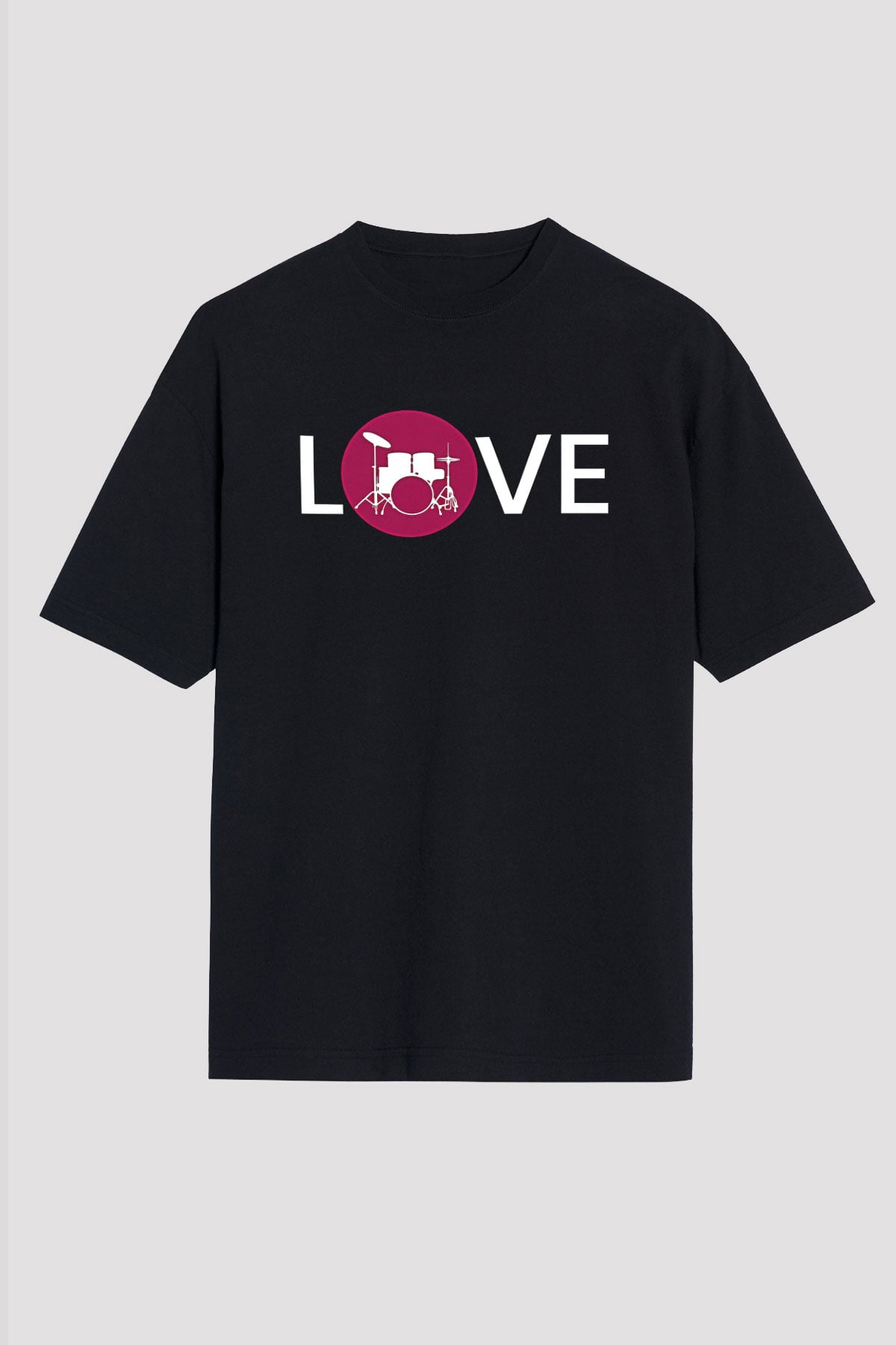 Bateri Baskılı Unisex Siyah Oversize Tişört - Tshirt