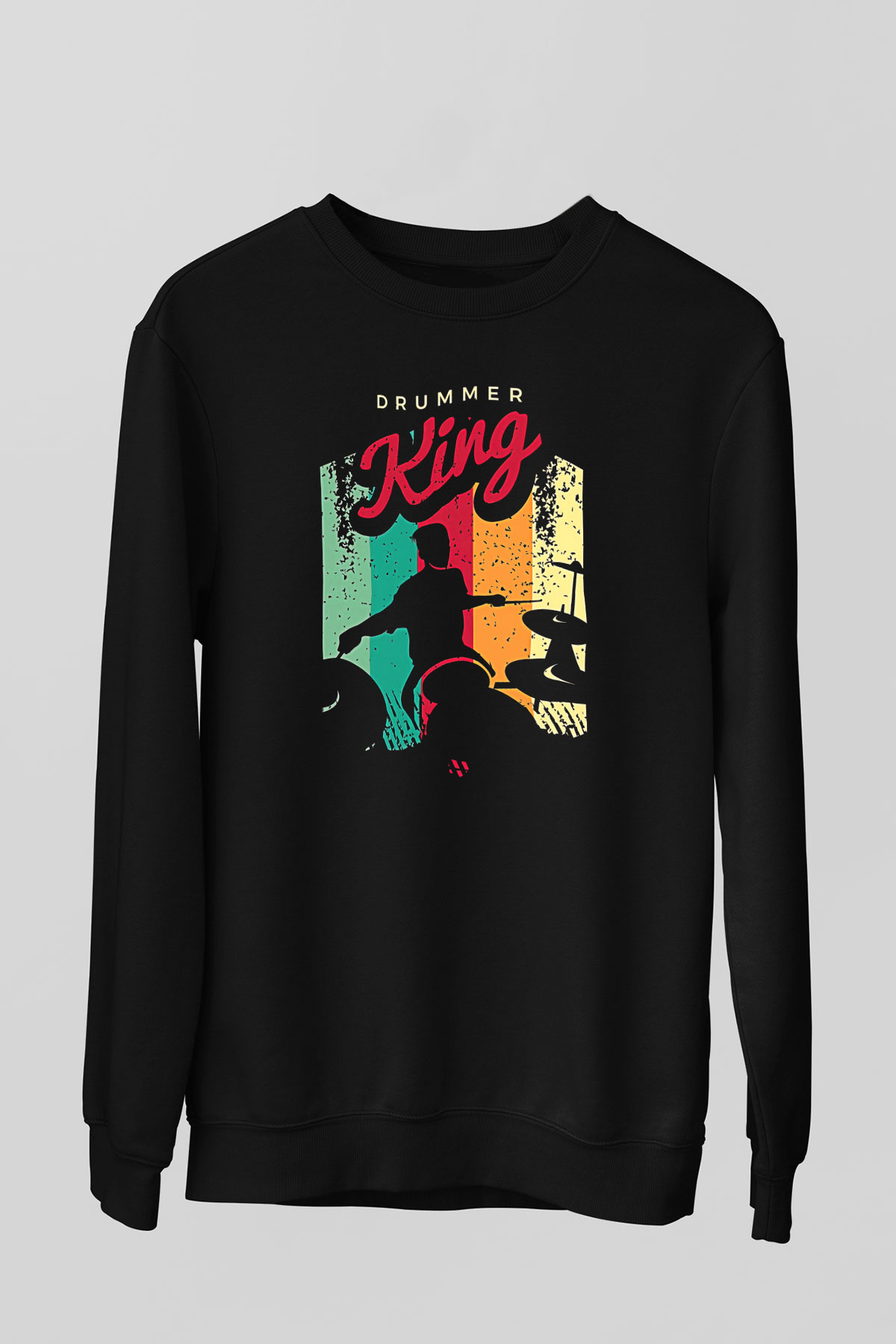 Bateri Baskılı Unisex Siyah Sweatshirt