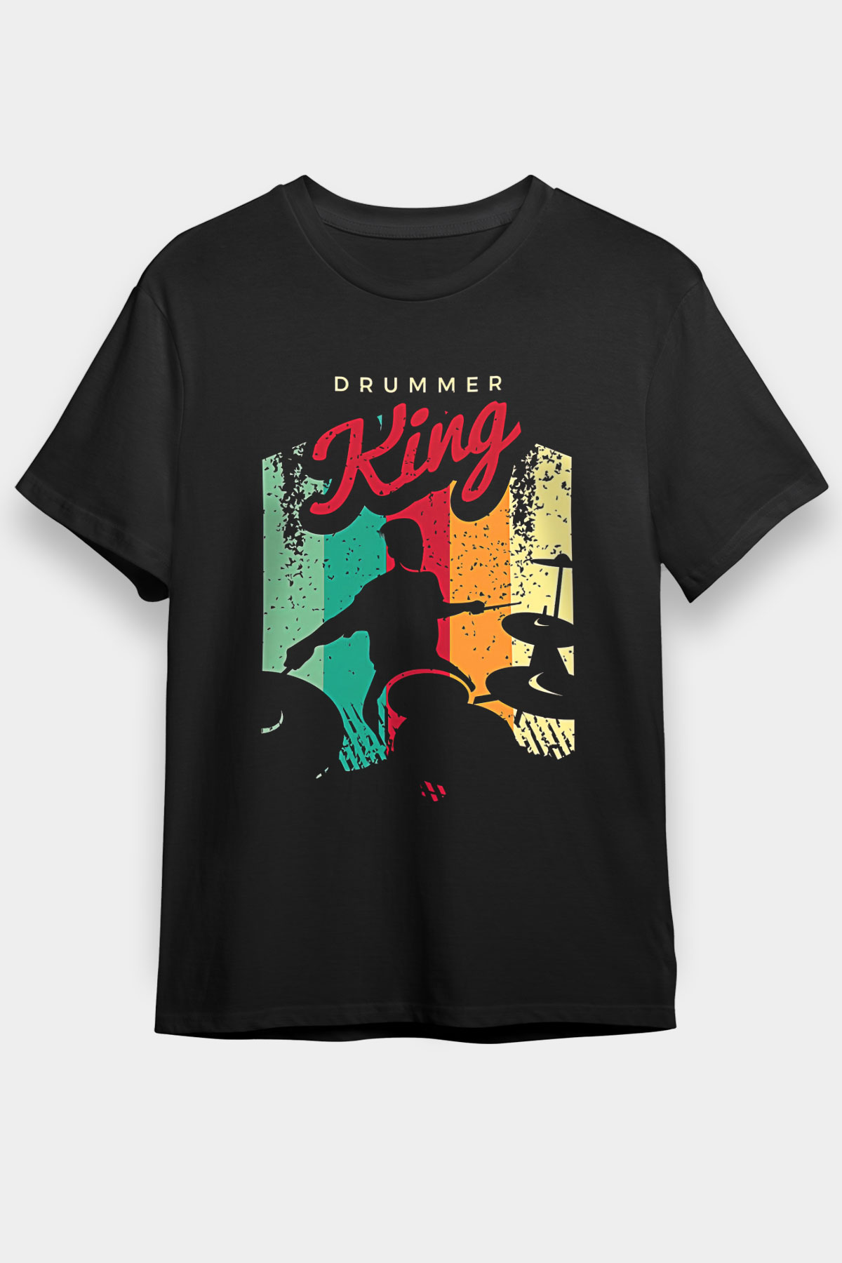 Bateri Baskılı Unisex Siyah Tişört - Tshirt