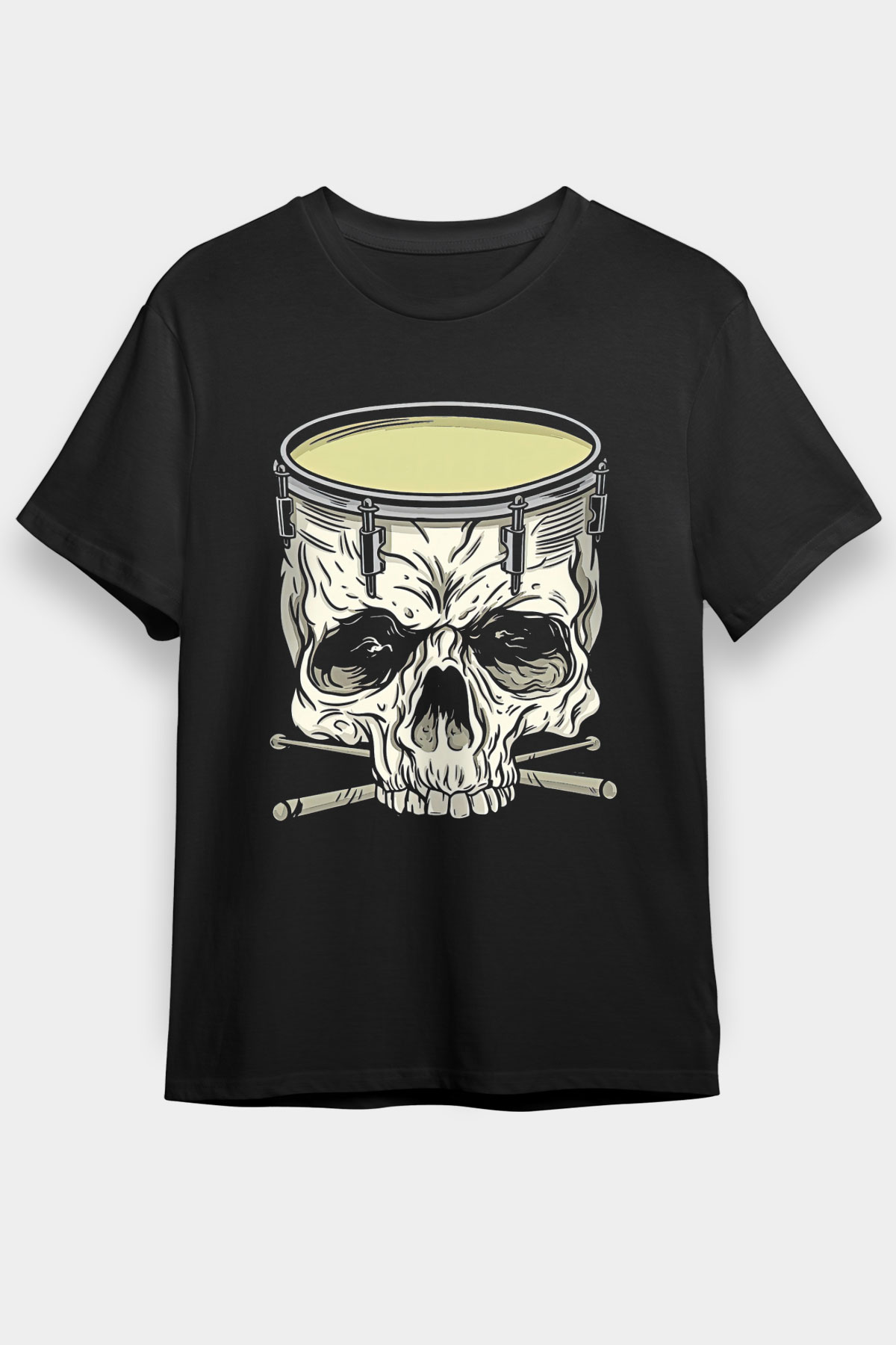 Bateri Baskılı Unisex Siyah Tişört - Tshirt