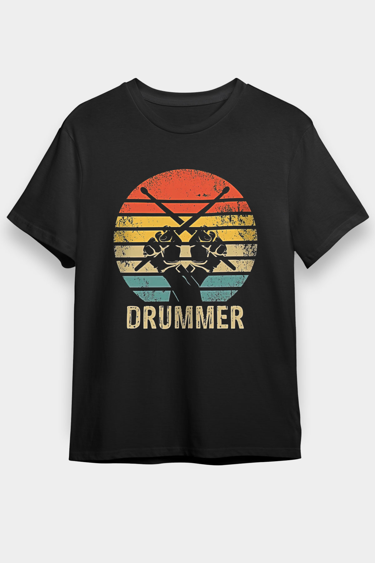 Bateri Baskılı Unisex Siyah Tişört - Tshirt