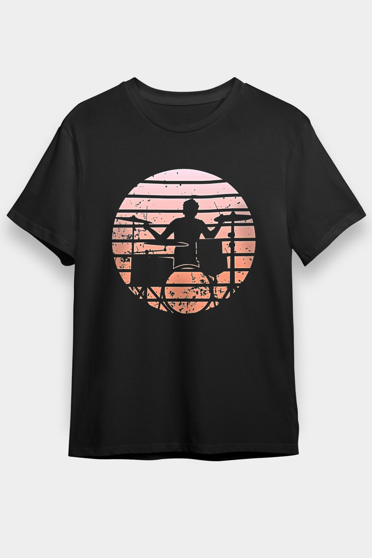 Bateri Baskılı Unisex Siyah Tişört - Tshirt