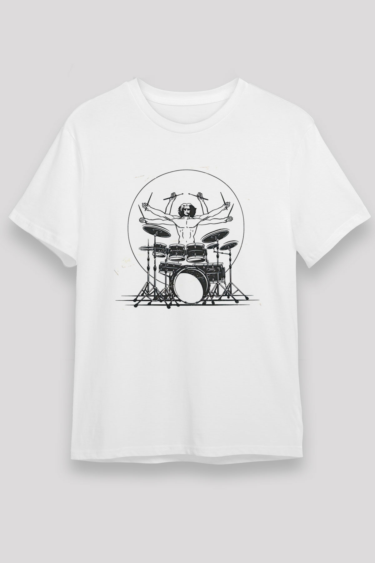 Bateri Unisex Baskılı Beyaz Tişört - Tshirt