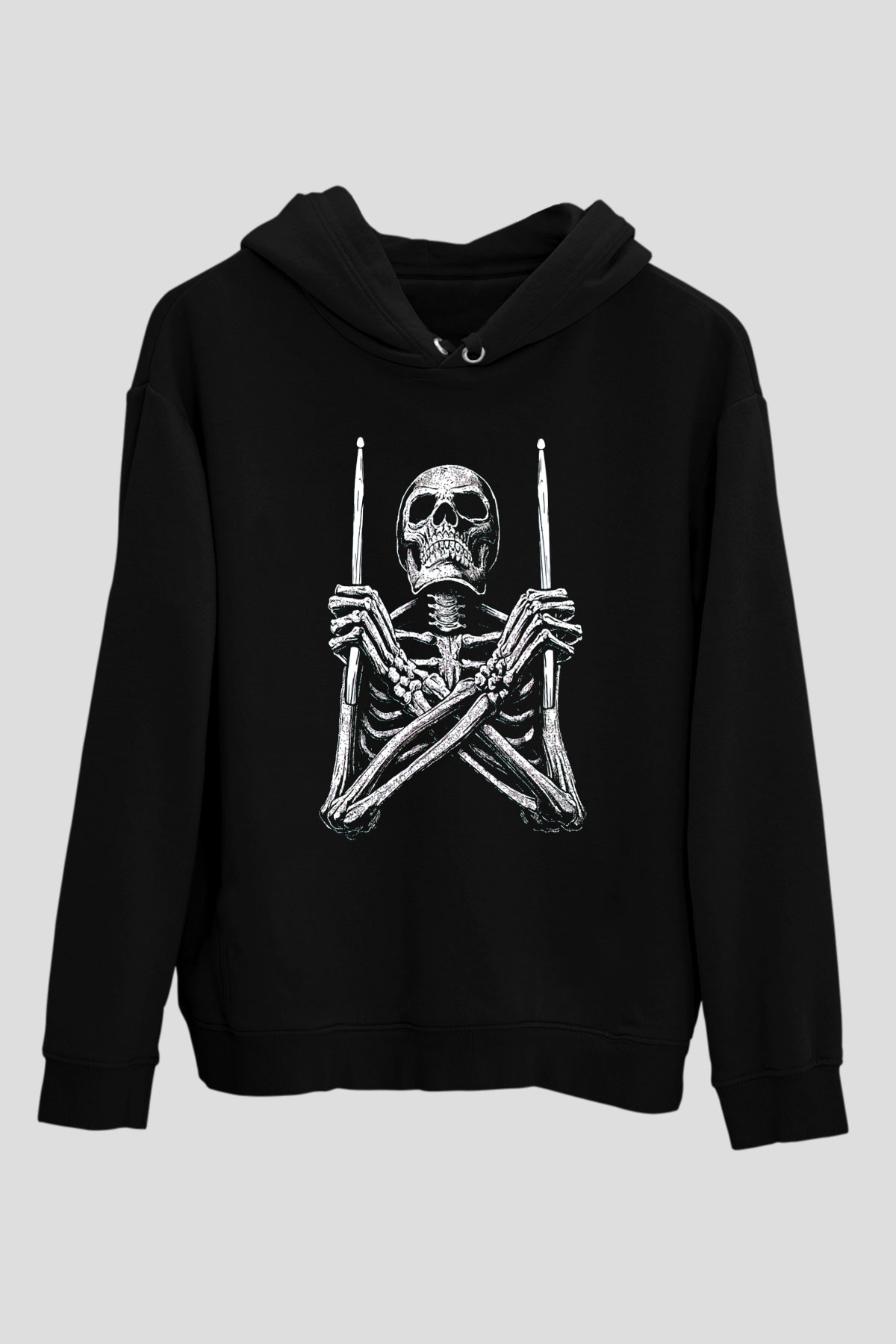 Baterist İskeletSiyah  Unisex Hoodie