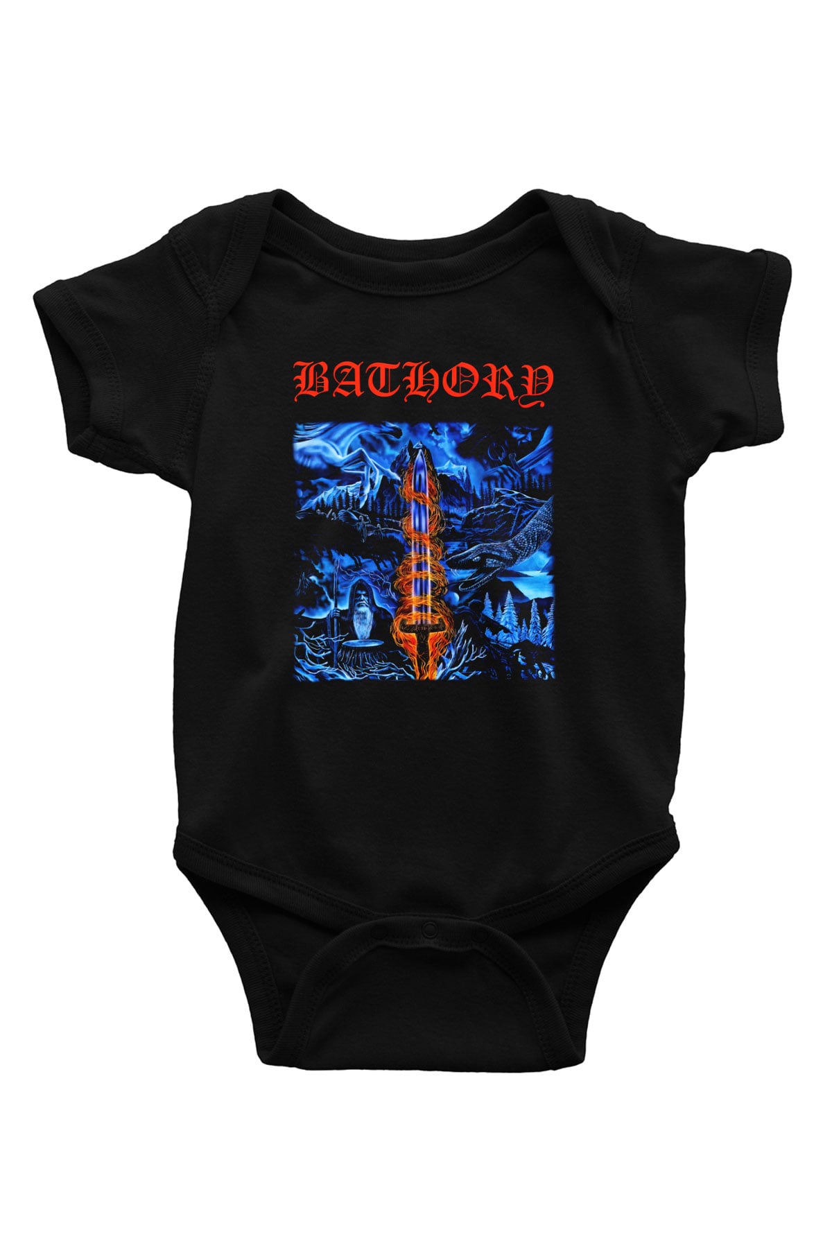 Bathory Baskılı Siyah Bebek Body - Zıbın