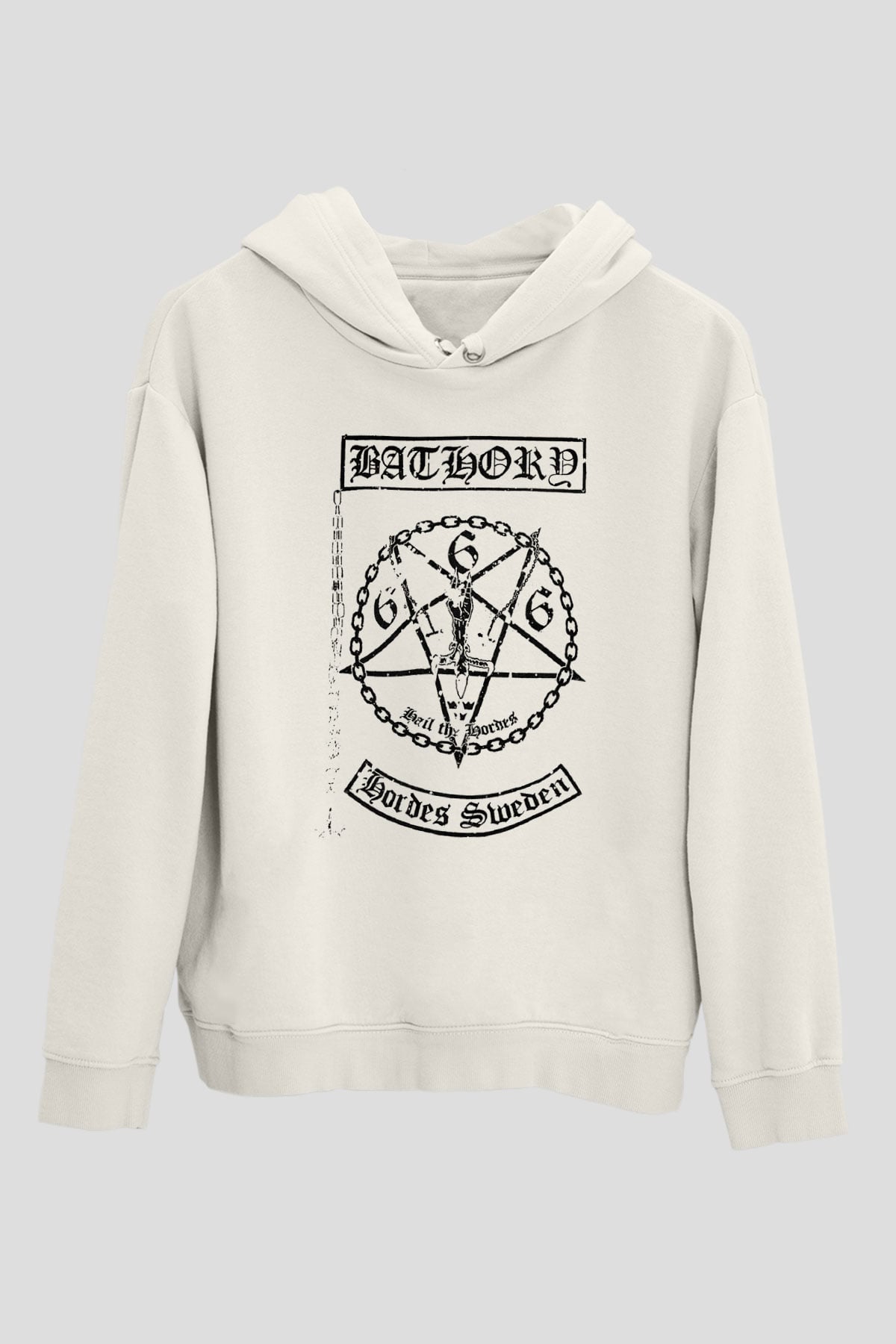 Bathory Beyaz Unisex Kapşonlu Sweatshirt