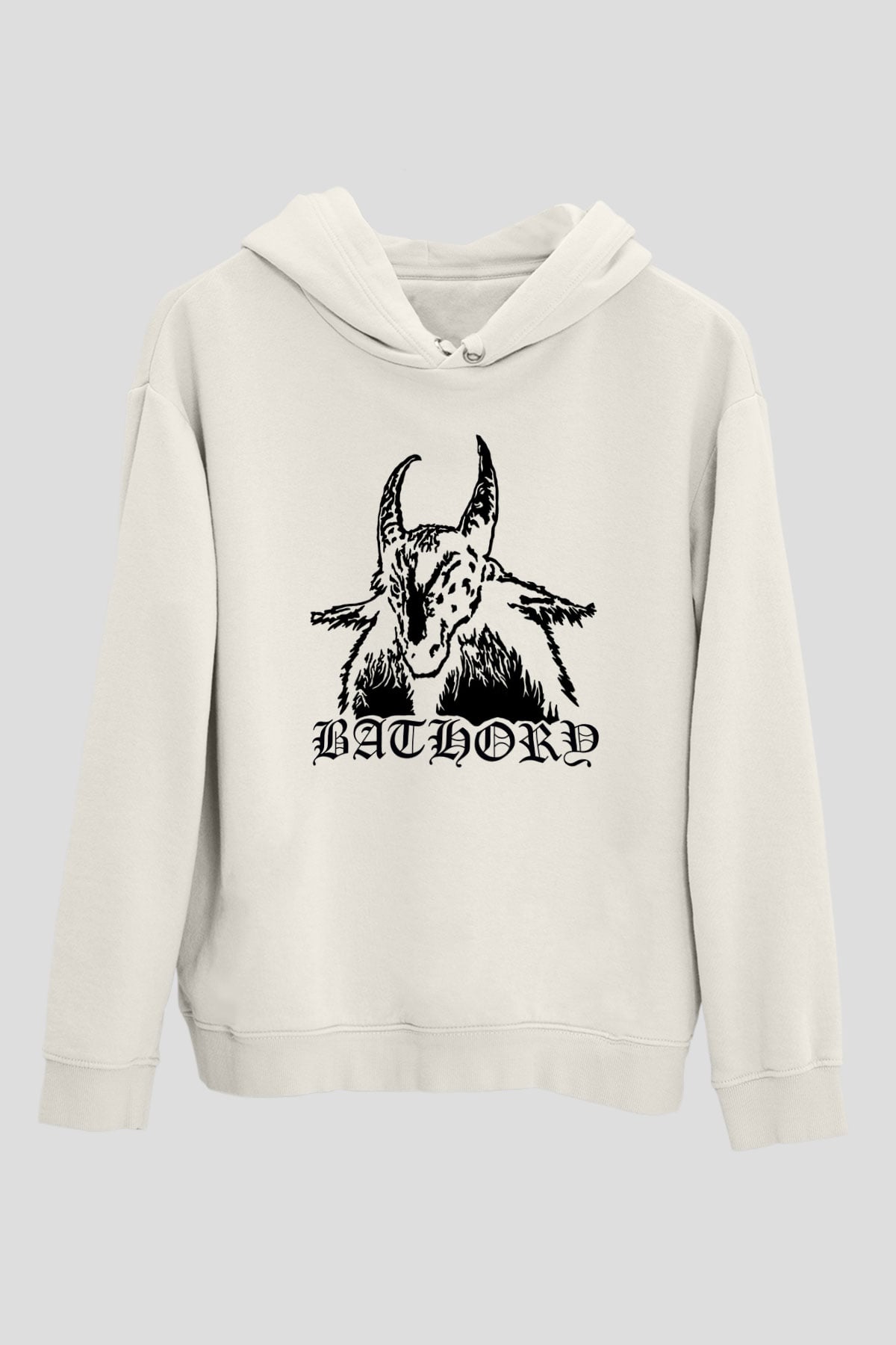 Bathory Beyaz Unisex Kapüşonlu Sweatshirt