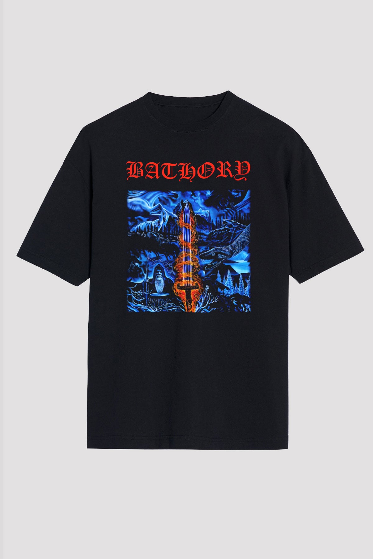 Bathory Siyah Unisex Oversize Tişört T-Shirt
