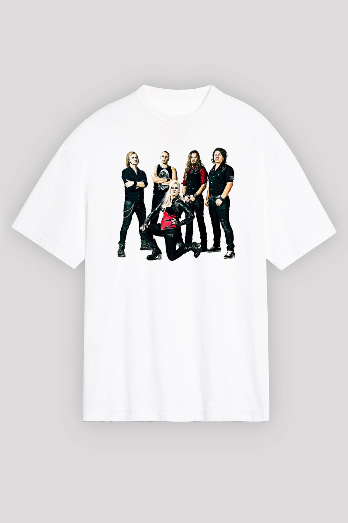 Battle Beast Baskılı Beyaz Unisex Oversize Tişört - Tshirt