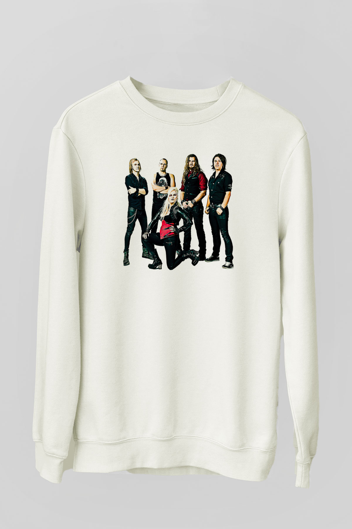 Battle Beast Baskılı Beyaz Unisex Sweatshirt