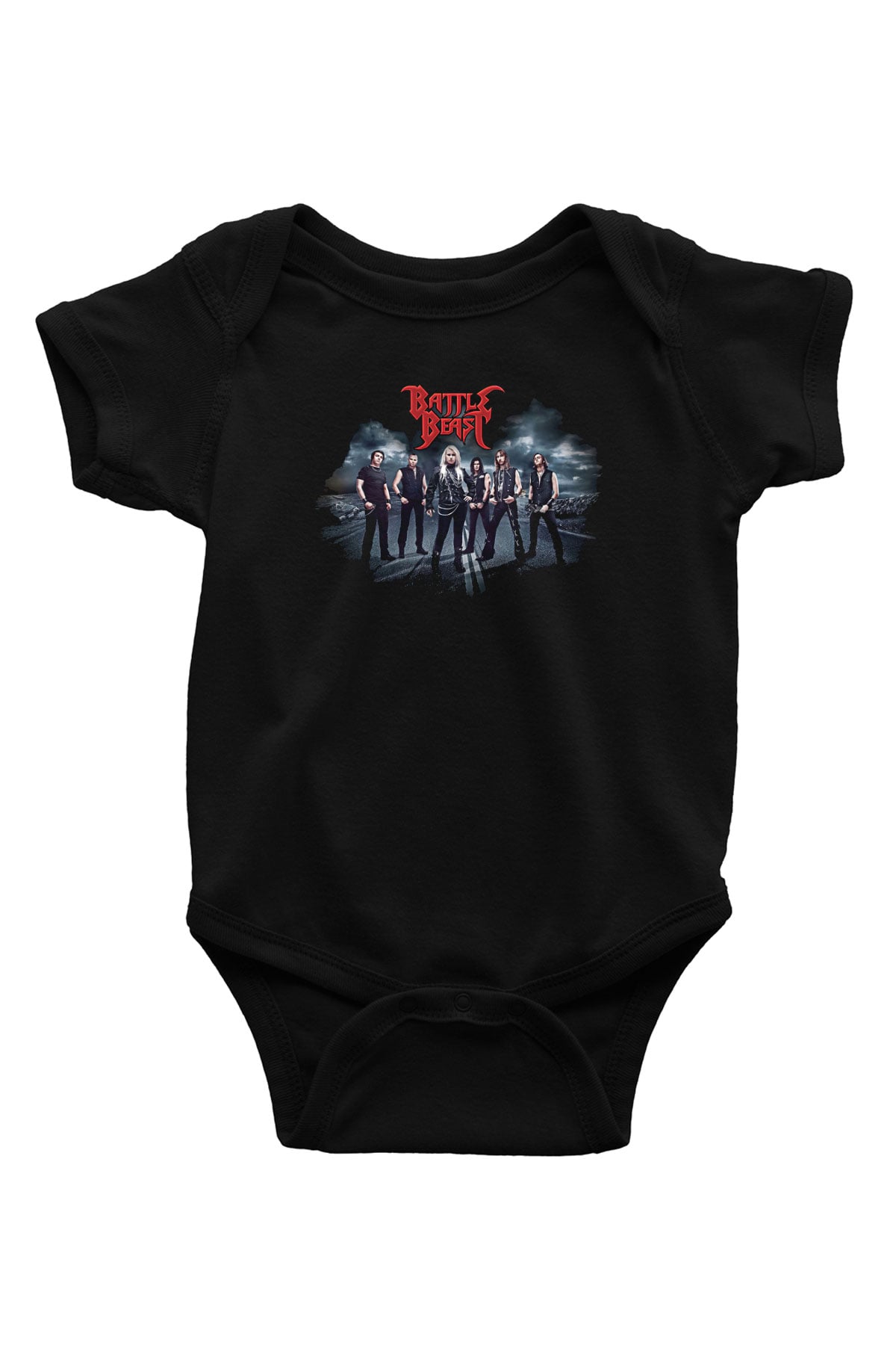 Battle Beast Baskılı Unisex Siyah Bebek Body - Zıbın