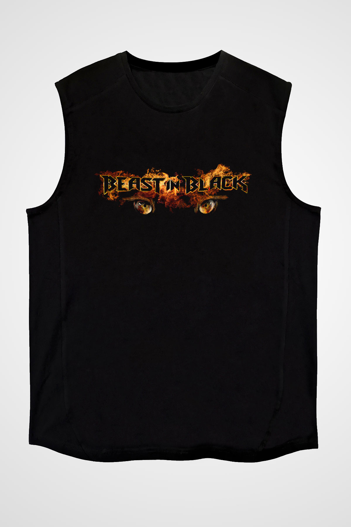 Battle Beast Baskılı Unisex Siyah Kolsuz Tişört - Tshirt
