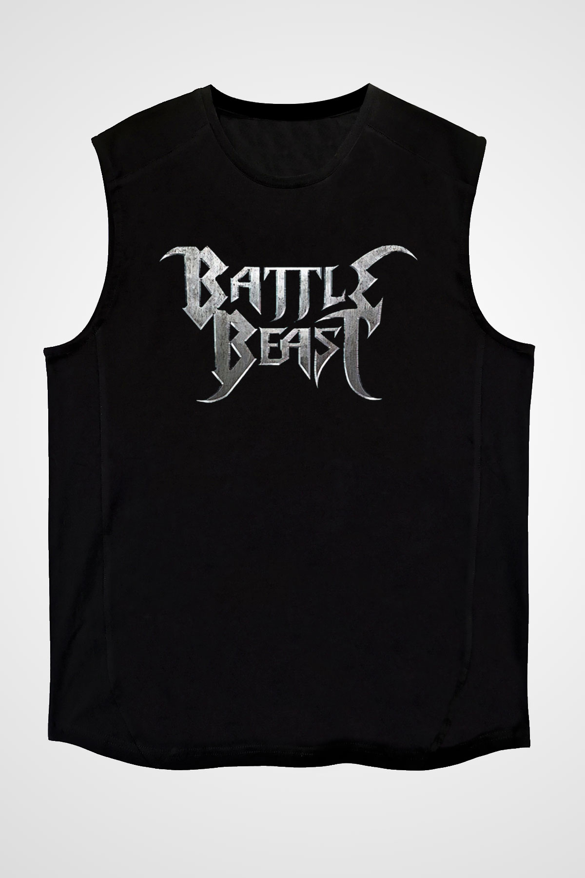 Battle Beast Baskılı Unisex Siyah Kolsuz Tişört - Tshirt