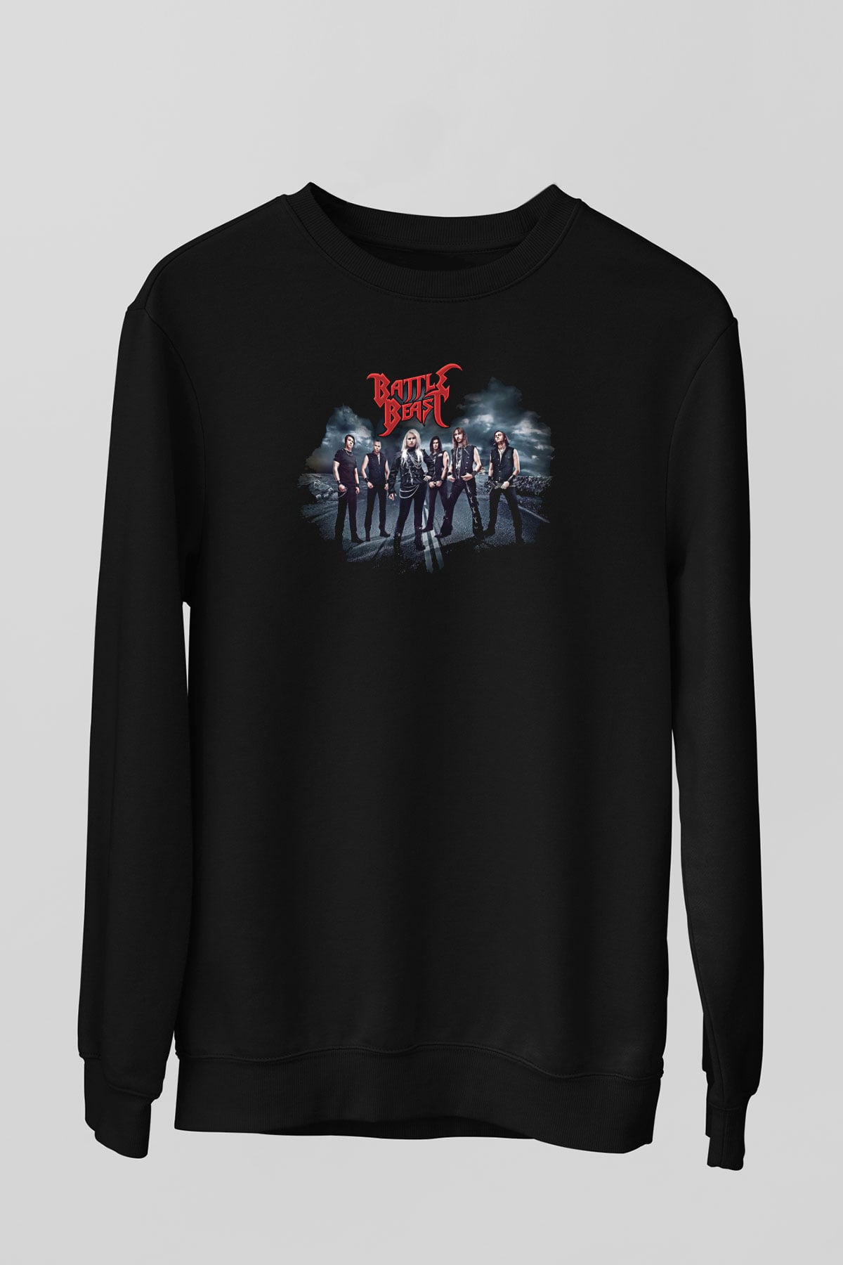 Battle Beast Baskılı Unisex Siyah Sweatshirt