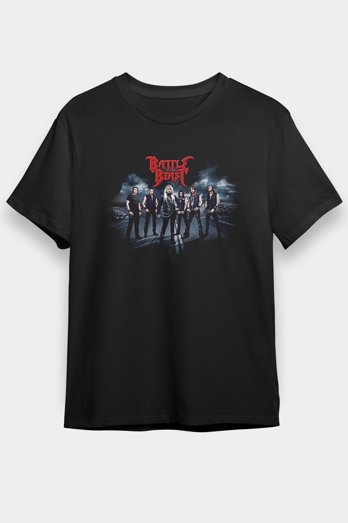 Battle Beast Baskılı Unisex Siyah Tişört - Tshirt