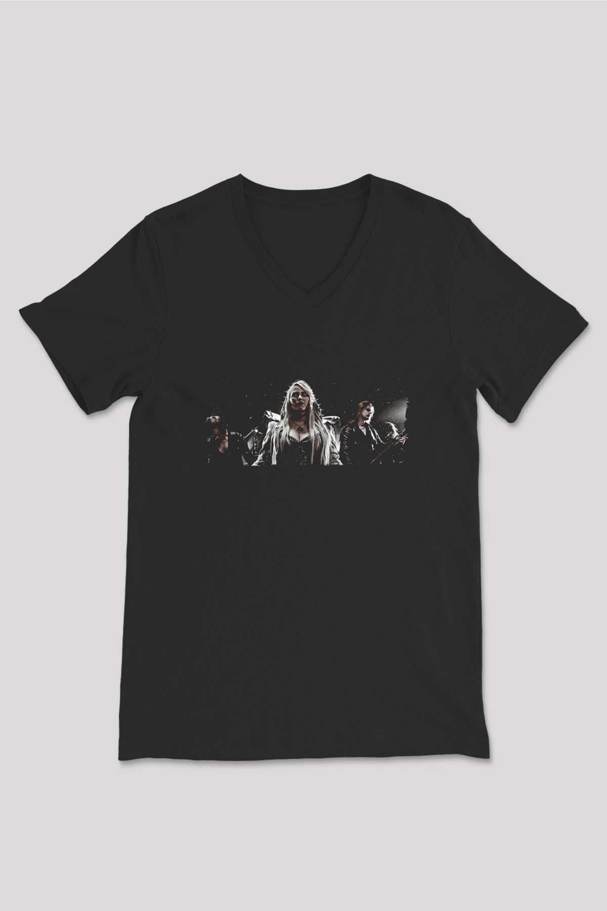 Battle Beast Baskılı Unisex Siyah V Yaka Tişört - Tshirt