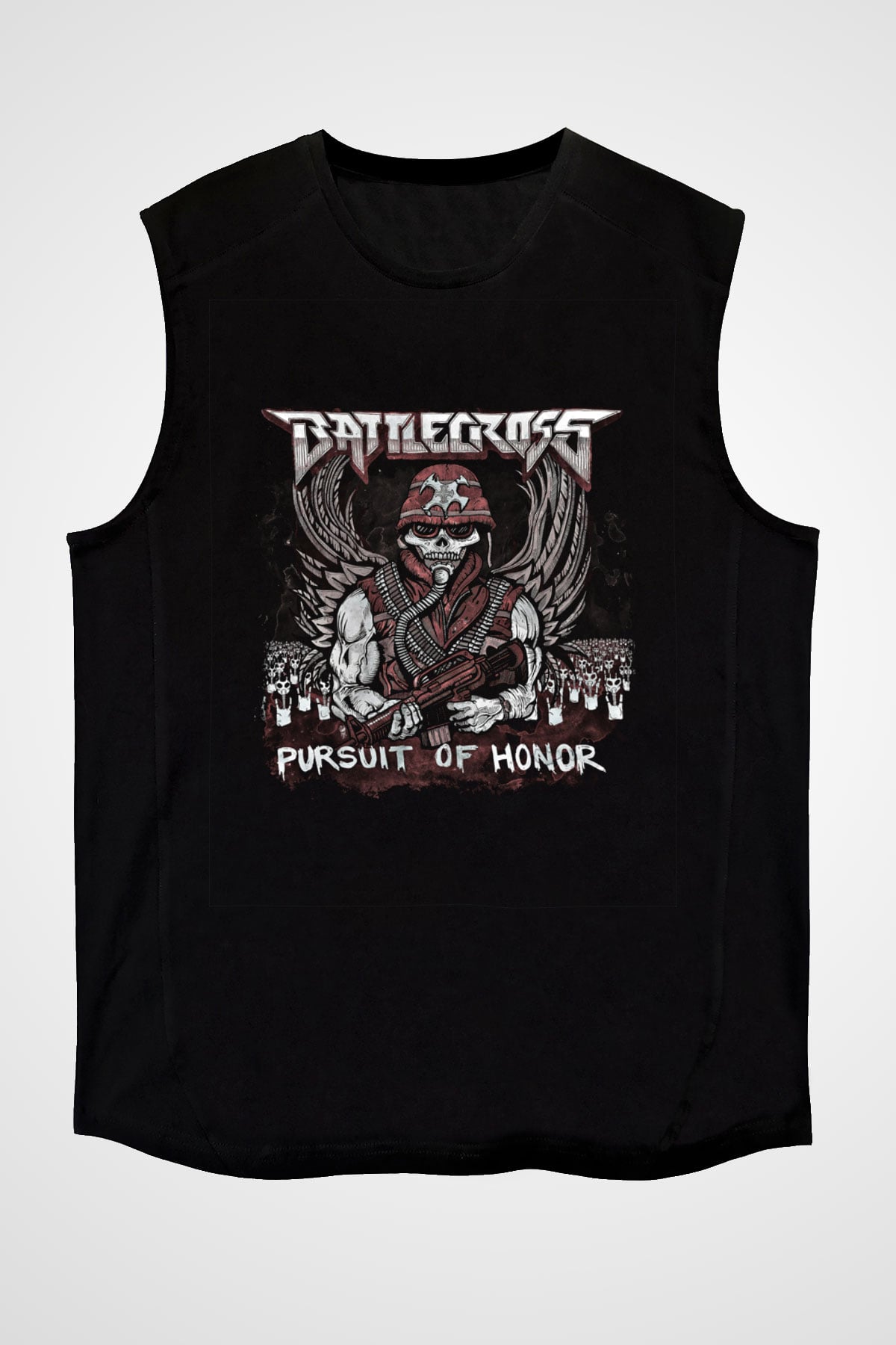 Battlecross Baskılı Unisex Siyah Kolsuz Tişört