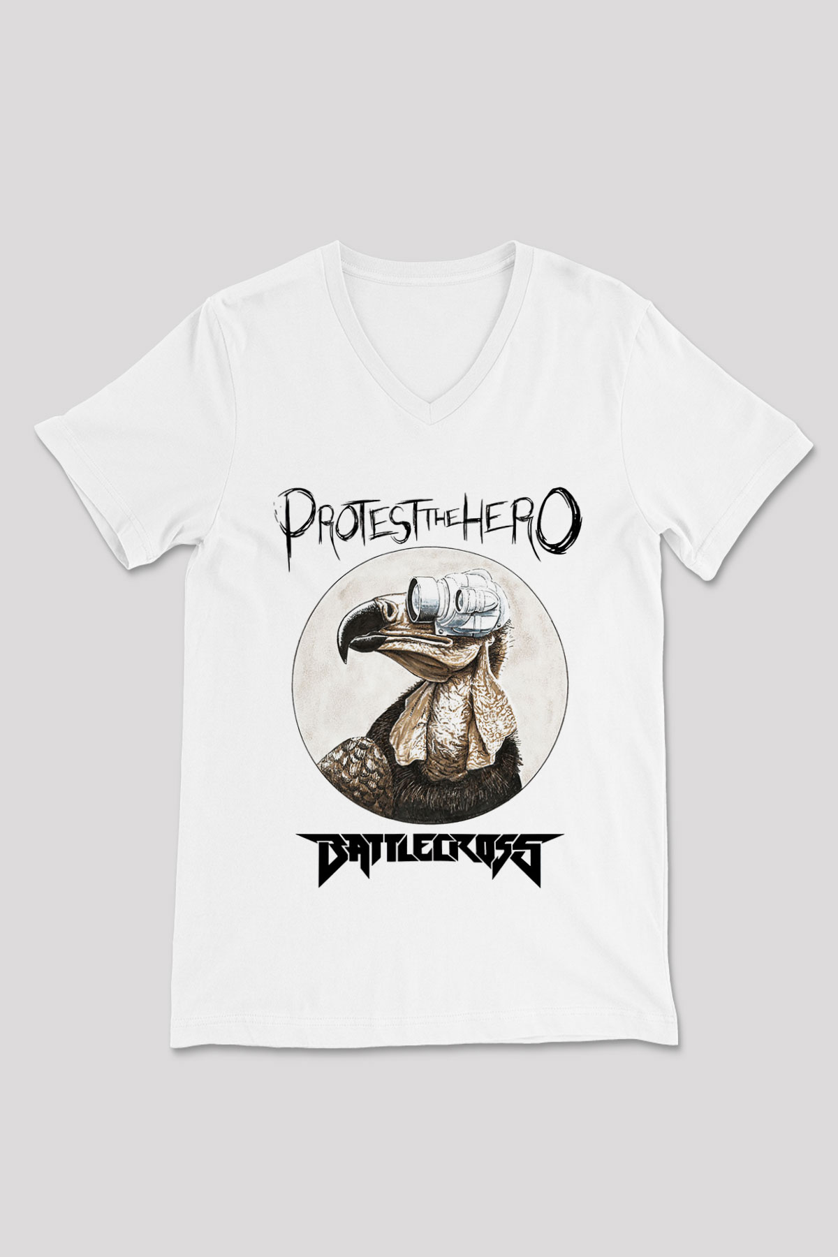 Battlecross Beyaz Unisex V Yaka Tişört