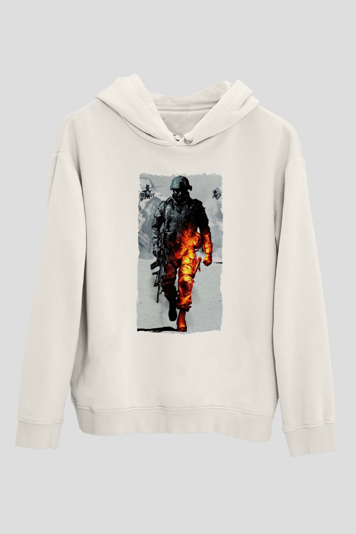 Battlefield Beyaz Unisex Hoodie