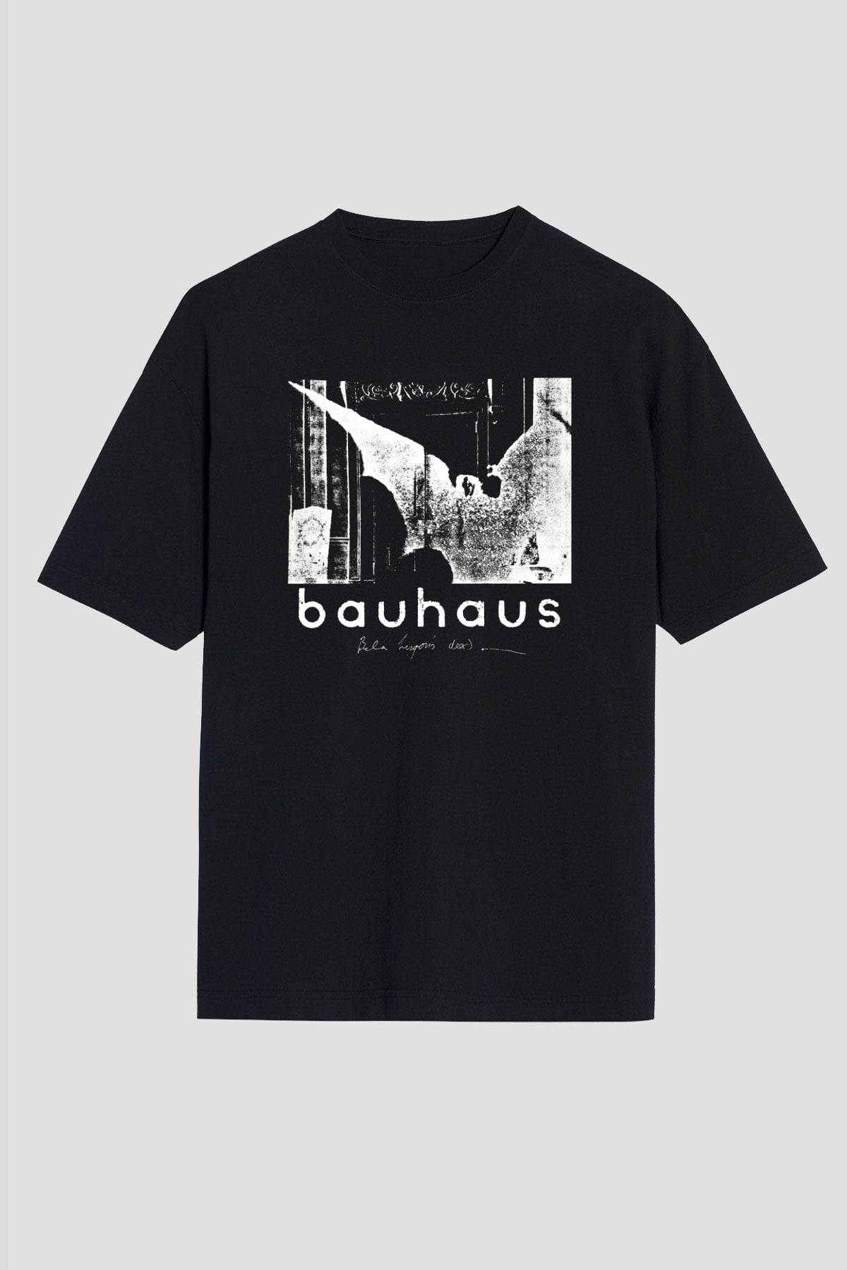 Bauhaus Baskılı Unisex Siyah Oversize Tişört
