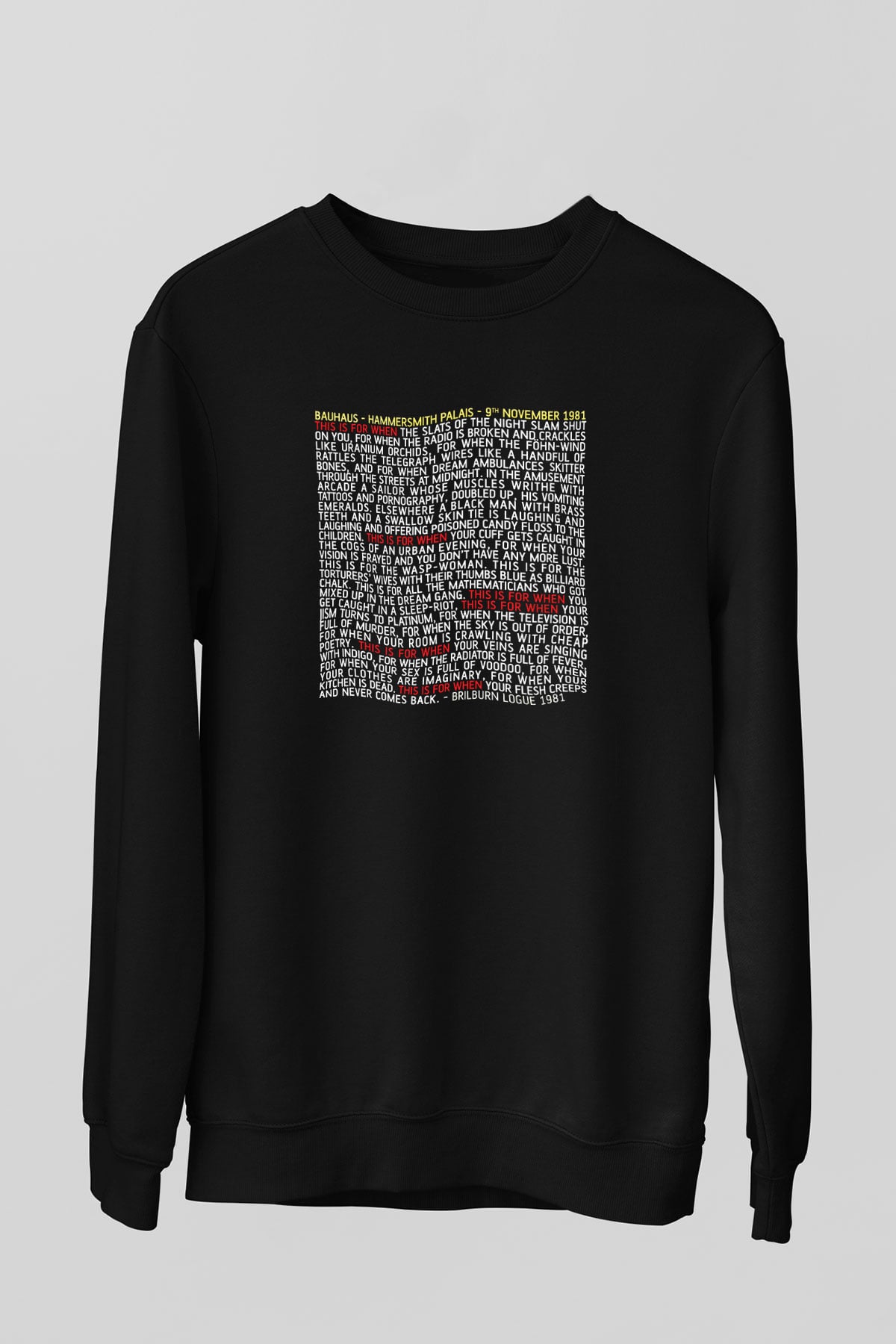 Bauhaus Baskılı Unisex Siyah Sweatshirt