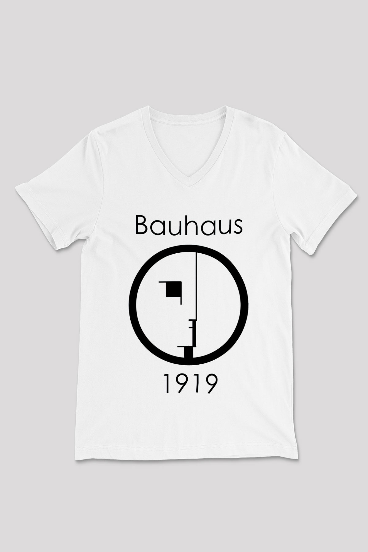 Bauhaus Beyaz Unisex V Yaka Tişört T-Shirt