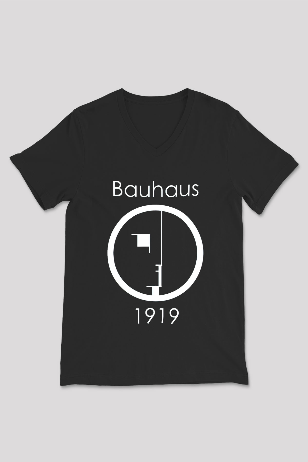 Bauhaus Siyah Unisex V Yaka Tişört T-Shirt