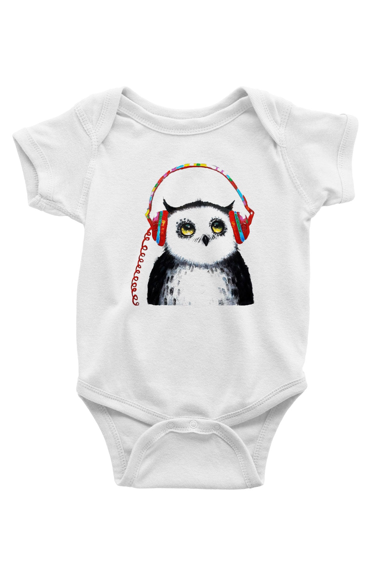 Baykuş Baskılı Beyaz Unisex Bebek Body - Zıbın