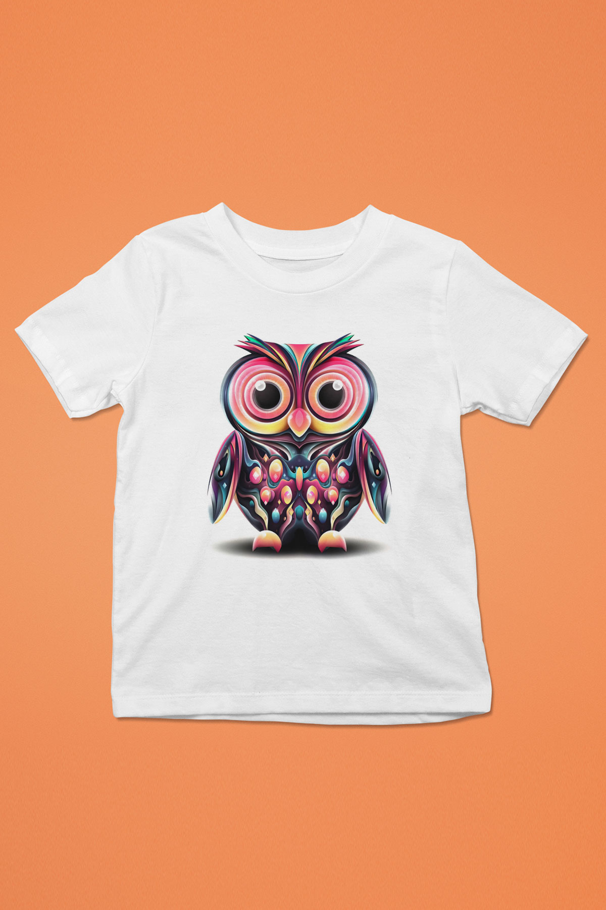 Baykuş Baskılı Beyaz Unisex Çocuk Tişört
