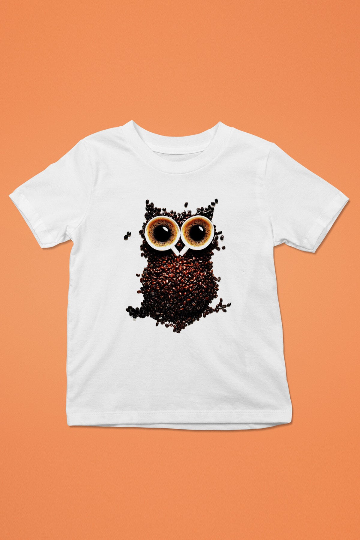 Baykuş Baskılı Beyaz Unisex Çocuk Tişört