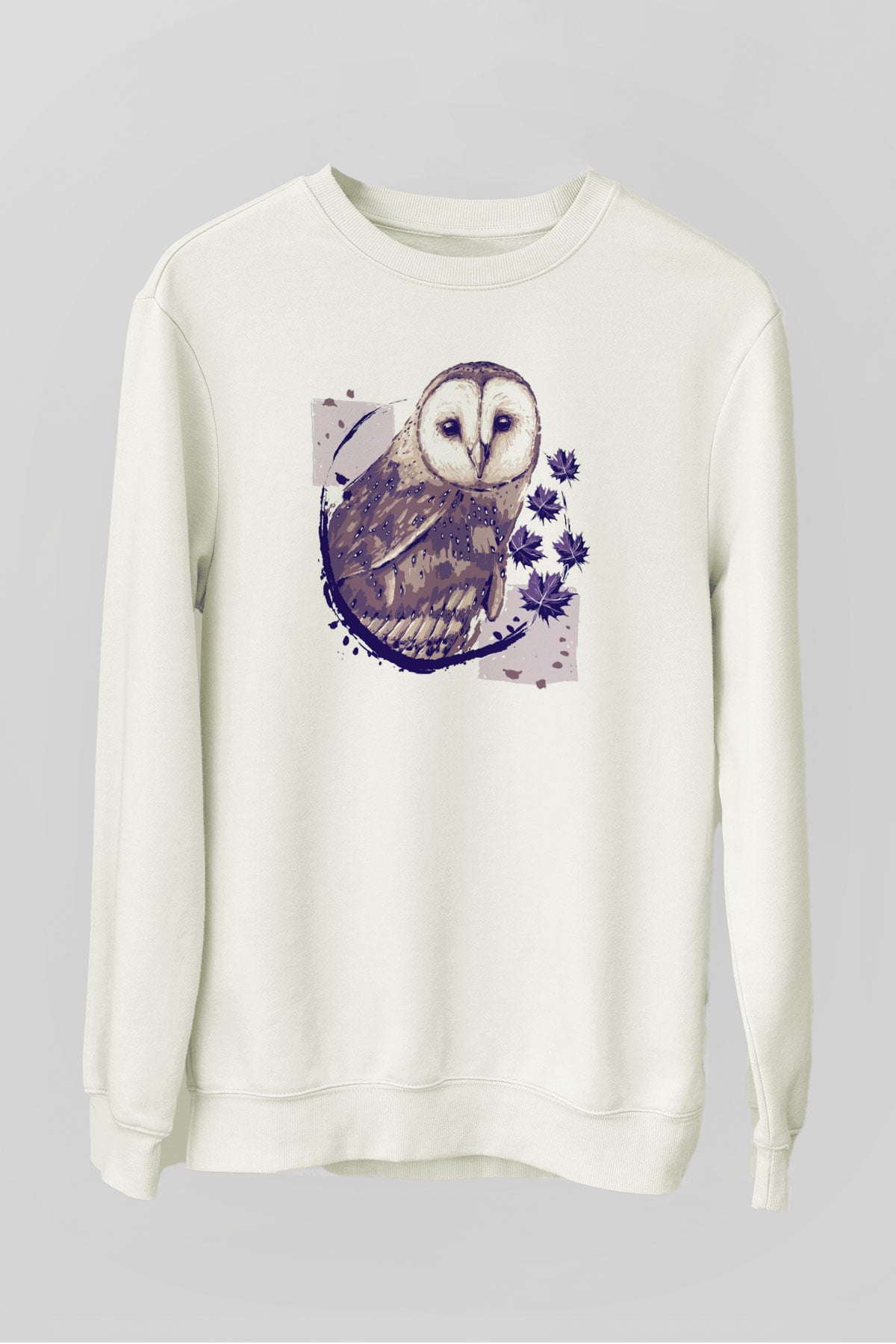 Baykuş Beyaz Unisex Sweatshirt