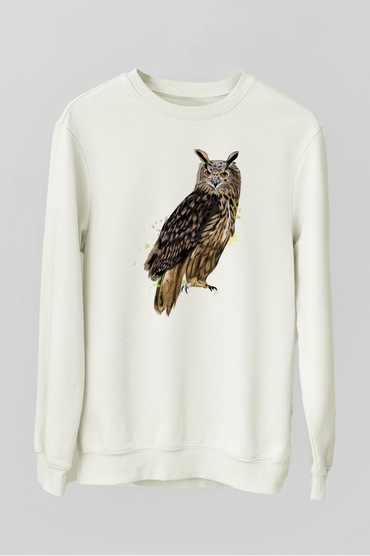 Baykuş Beyaz Unisex Sweatshirt