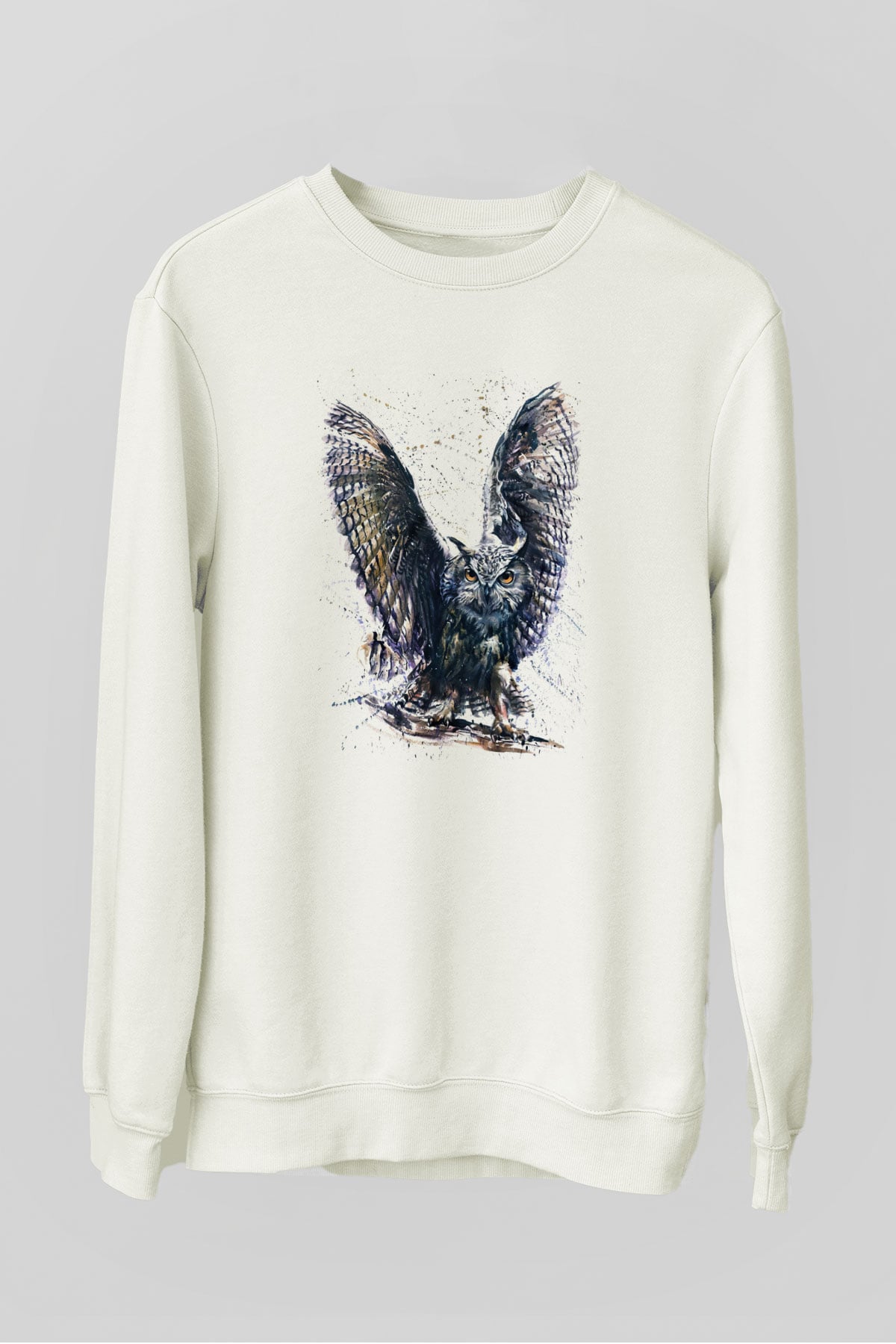 Baykuş Beyaz Unisex Sweatshirt