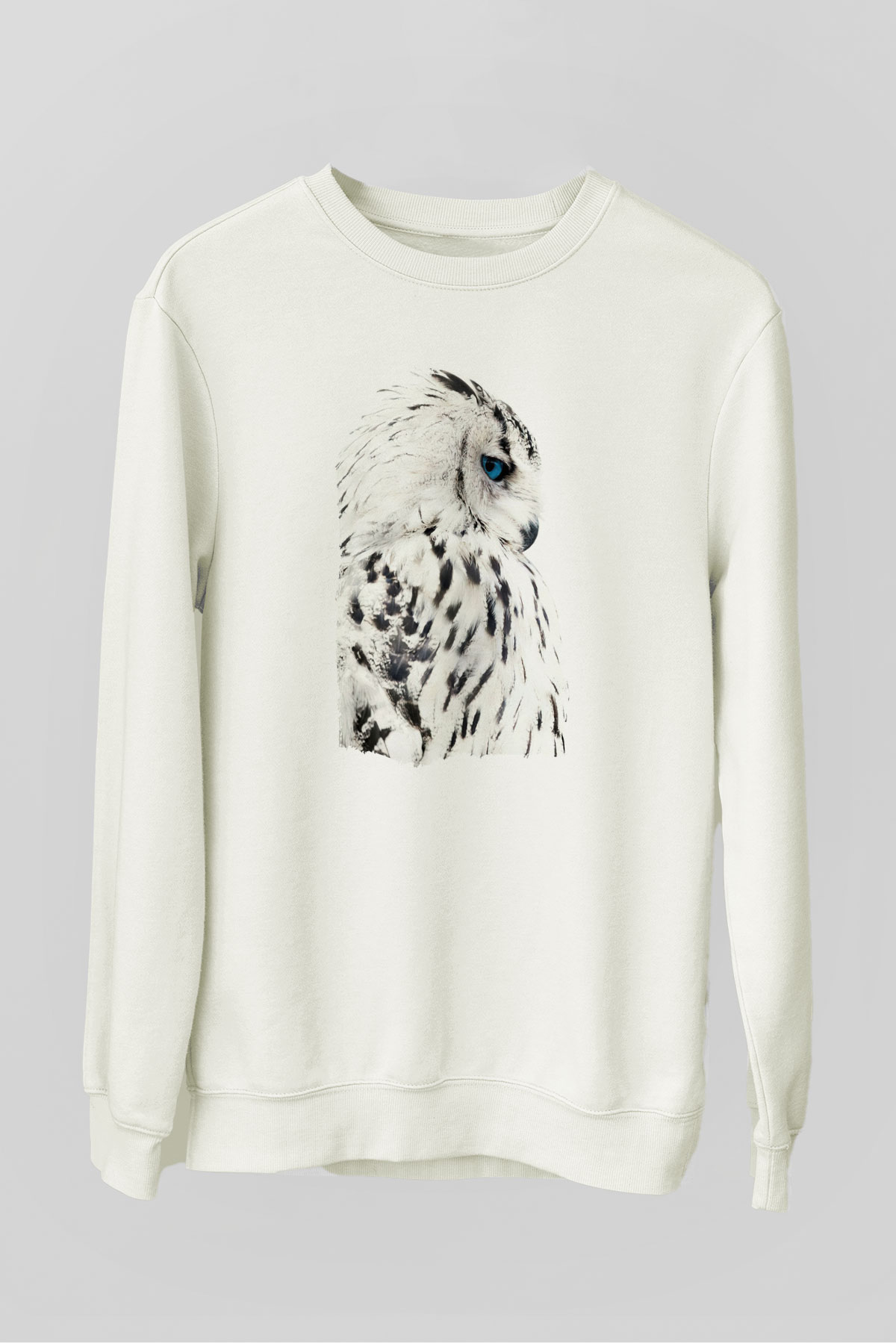Baykuş Beyaz Unisex Sweatshirt