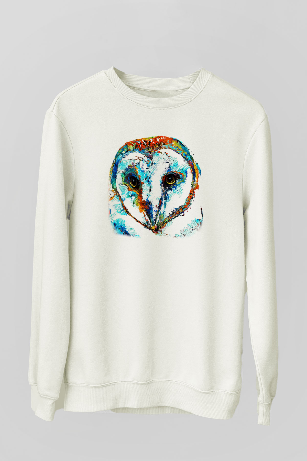 Baykuş Beyaz Unisex Sweatshirt