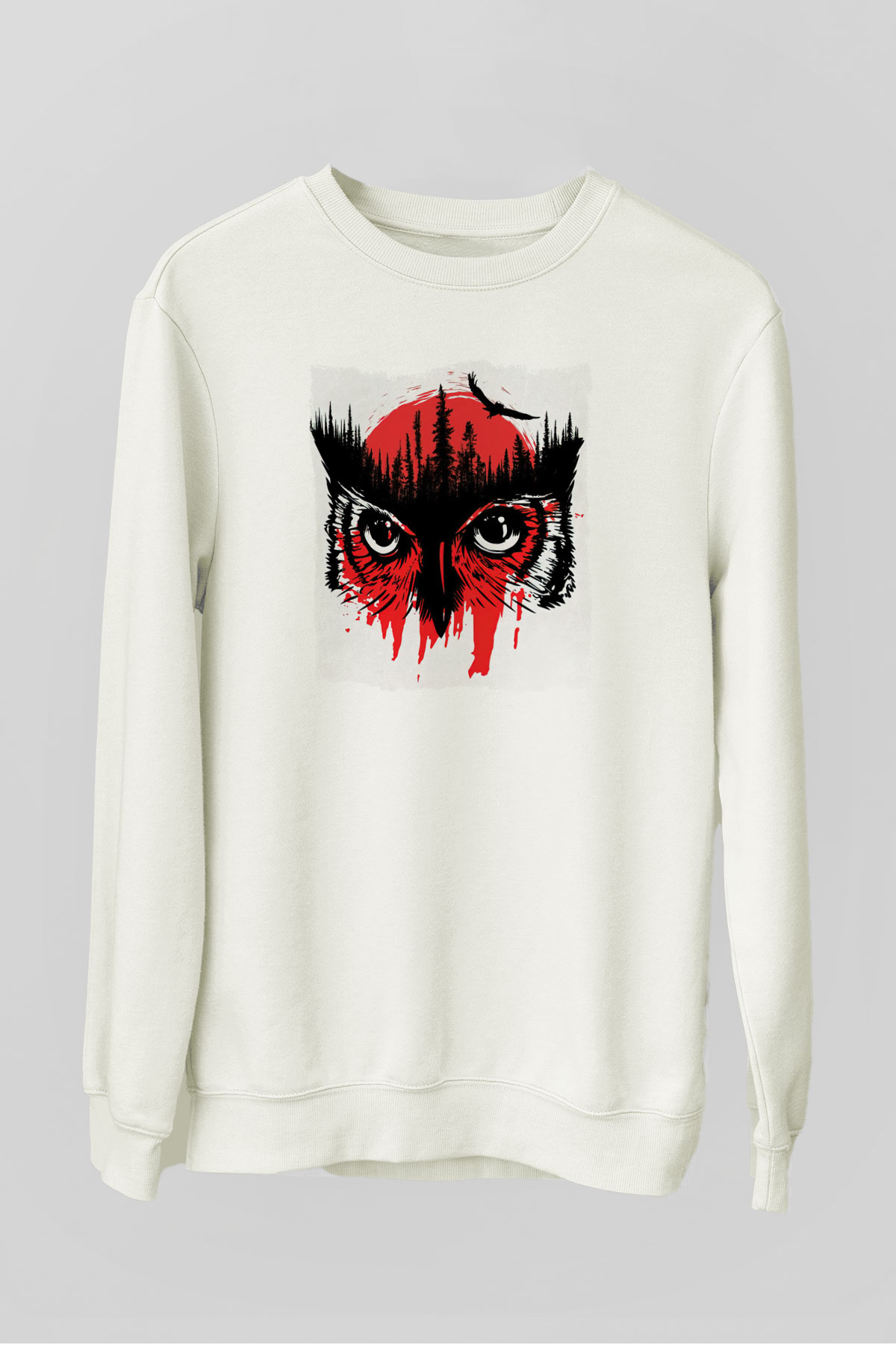 Baykuş Beyaz Unisex Sweatshirt